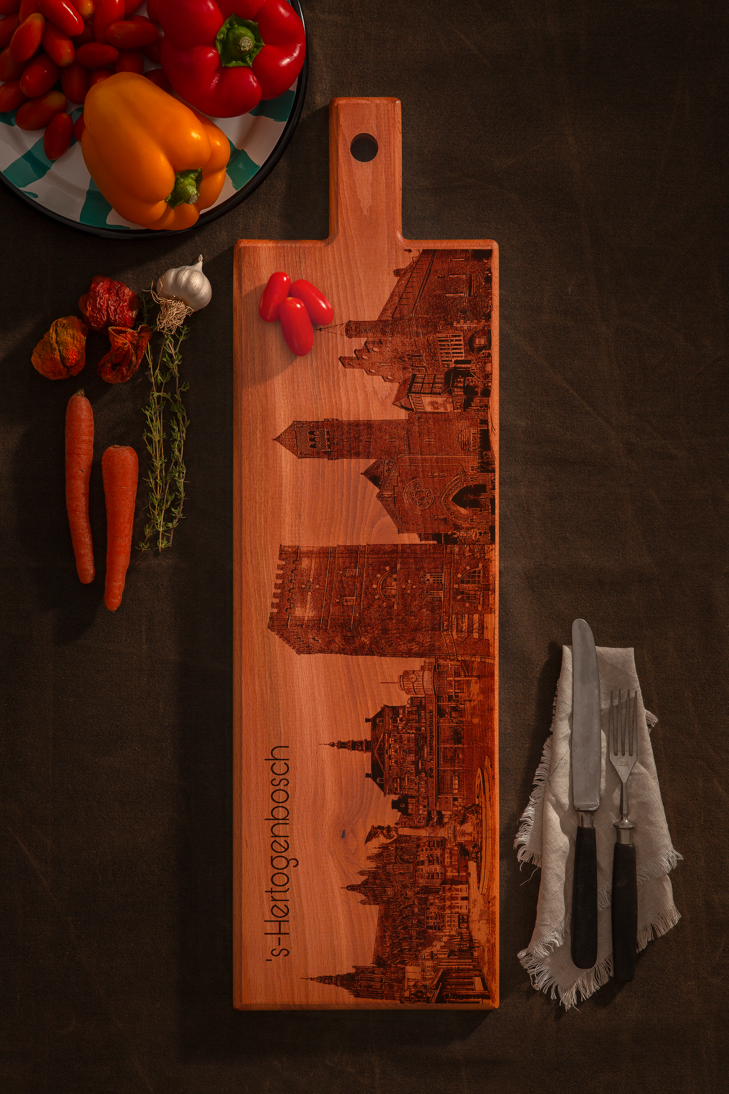 ’s-Hertogenbosch Skyline Houten Serveerplank – 60 x 17 cm