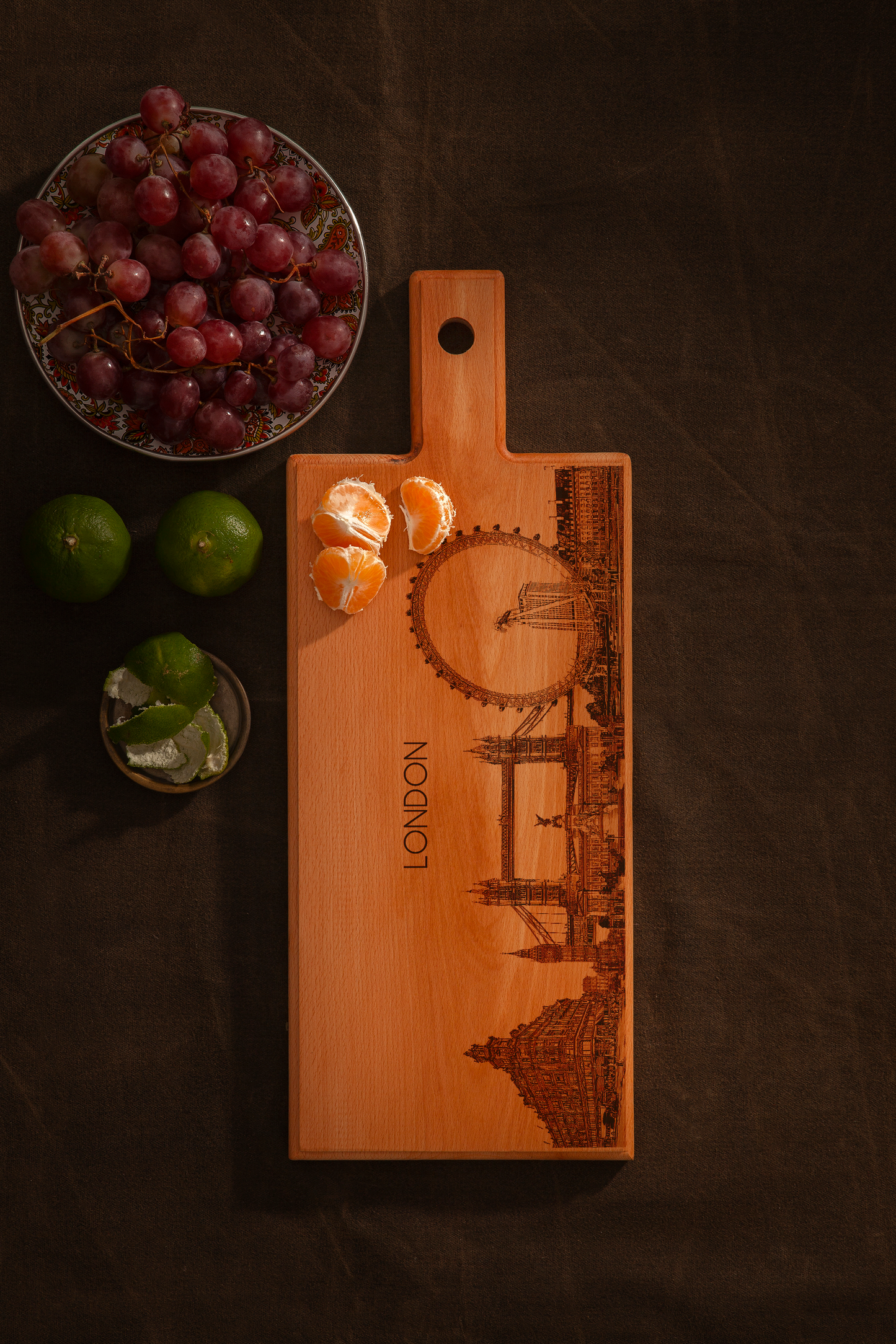 London Skyline Wooden Serving Board – 49 x 17 cm