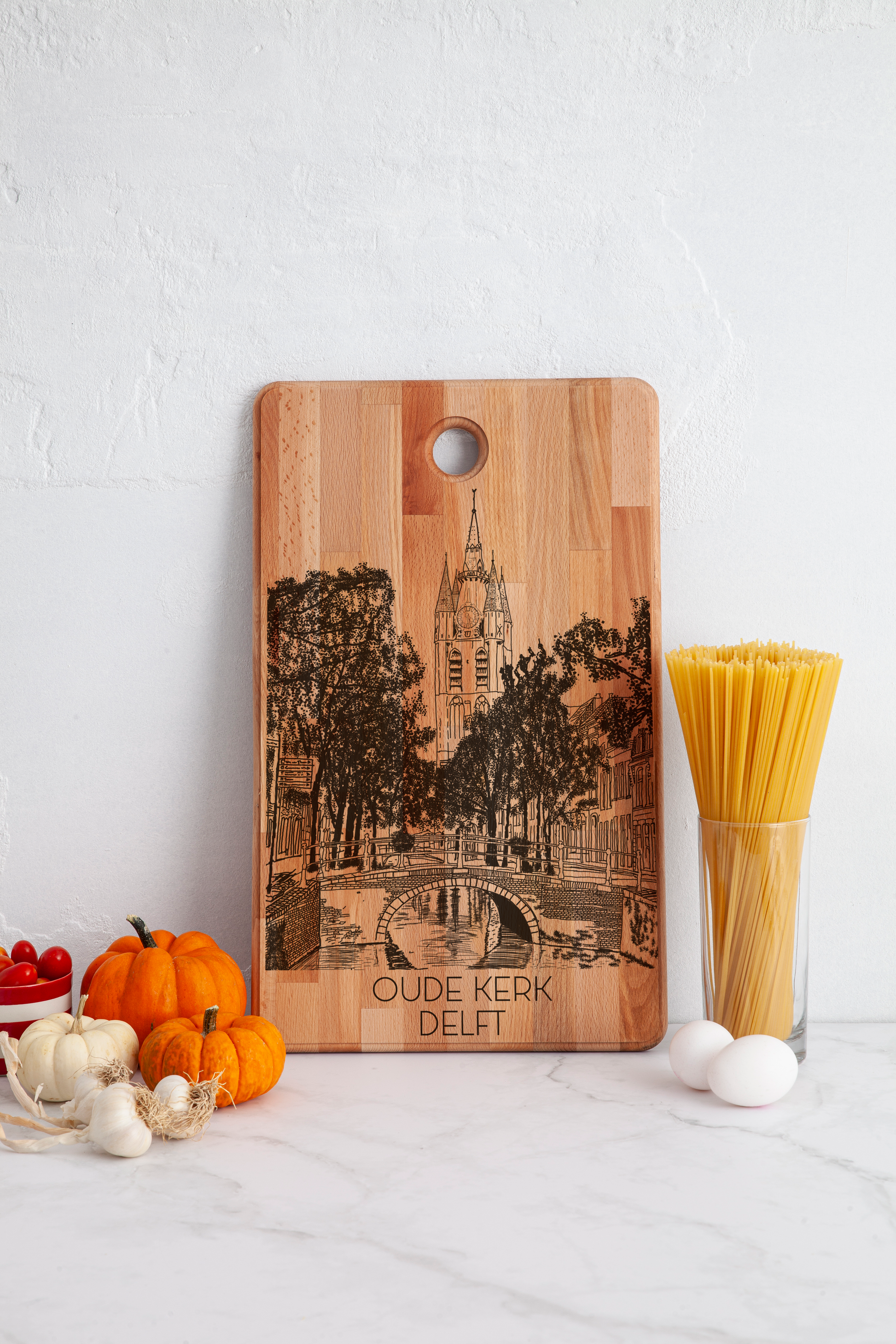 Delft, Oude Kerk, cutting board, in kitchen
