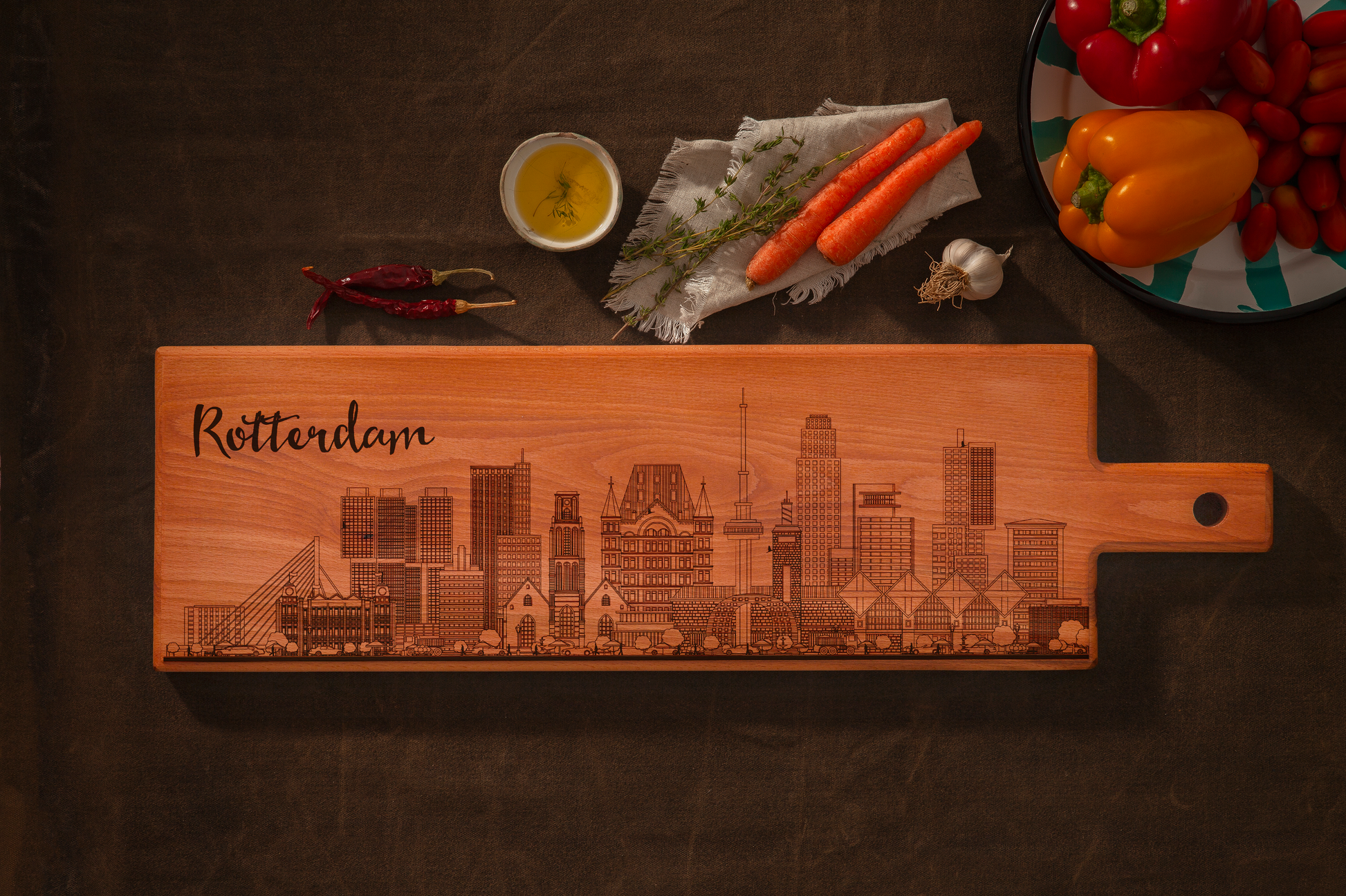 Rotterdam, skyline, long serving board, antimicrobial