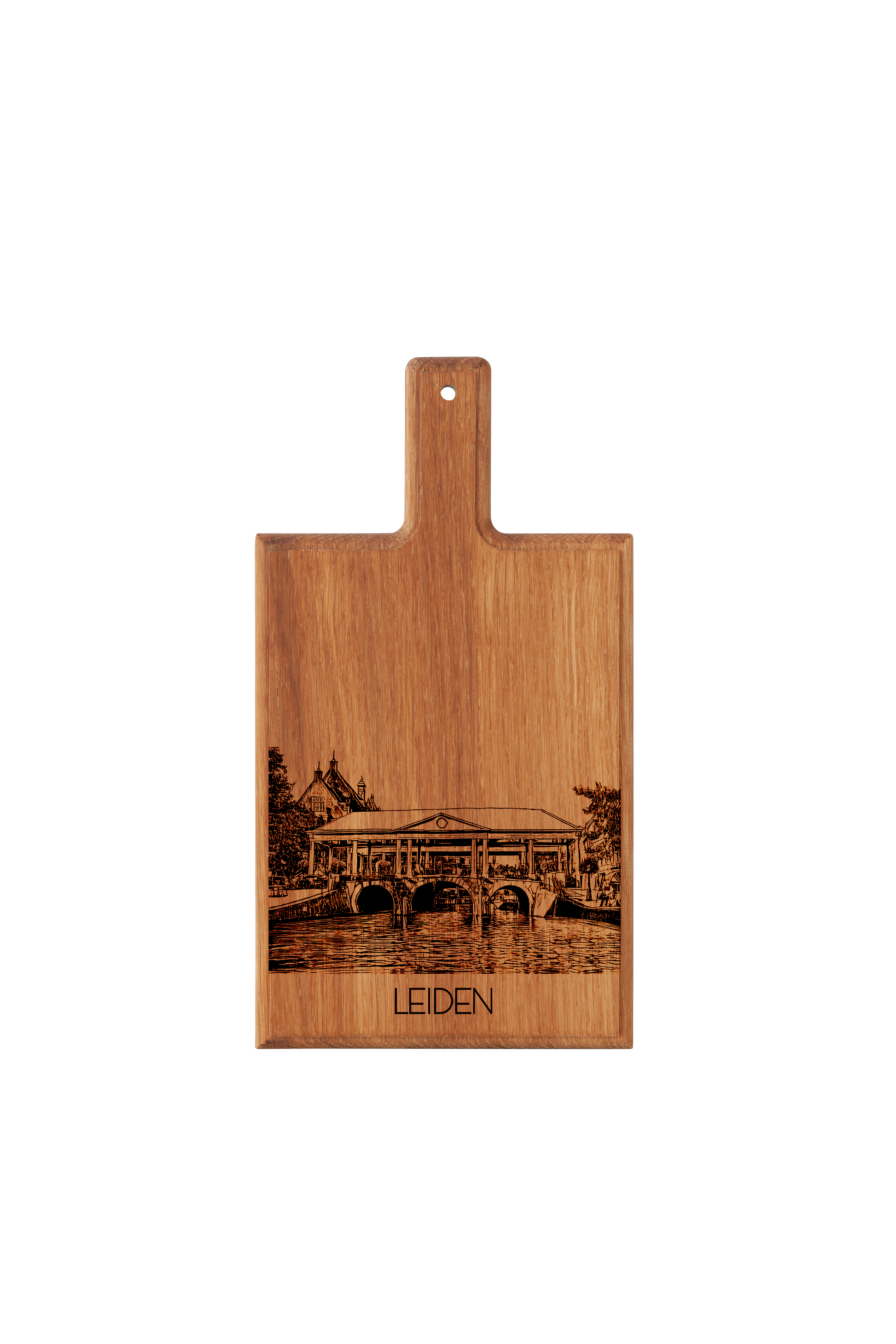 Oak Wood Variant of Handmade Koornbrug Leiden Engraved Cheese Board