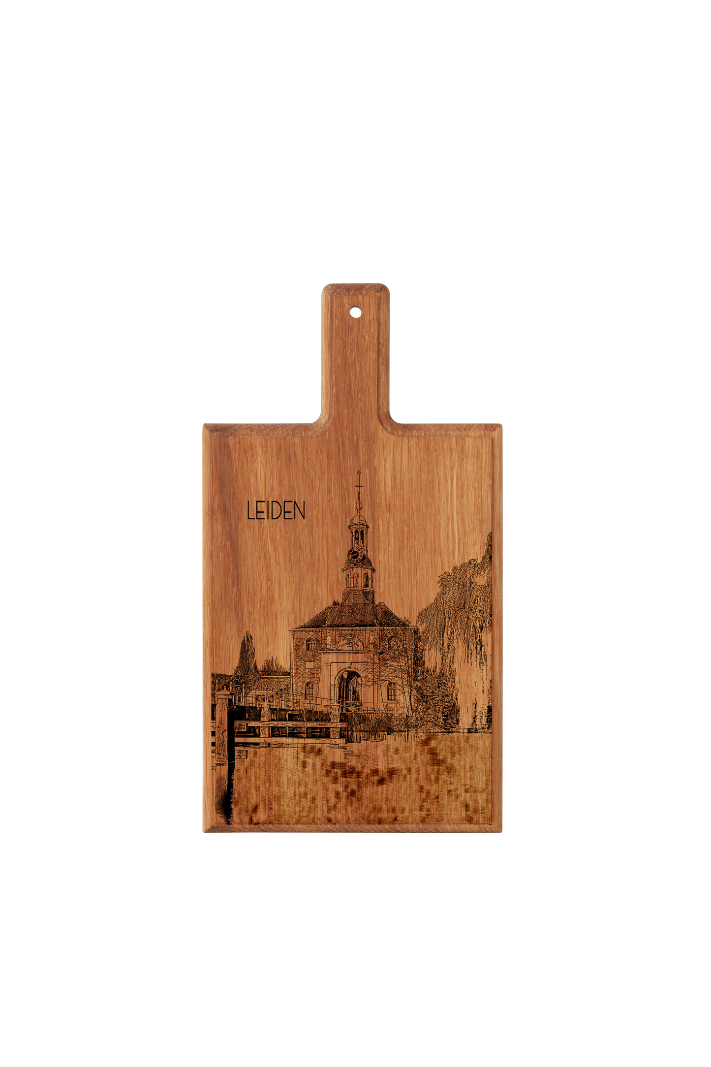 Leiden Zijlpoort Handmade , Engraved Cheese Board - Beech Wood