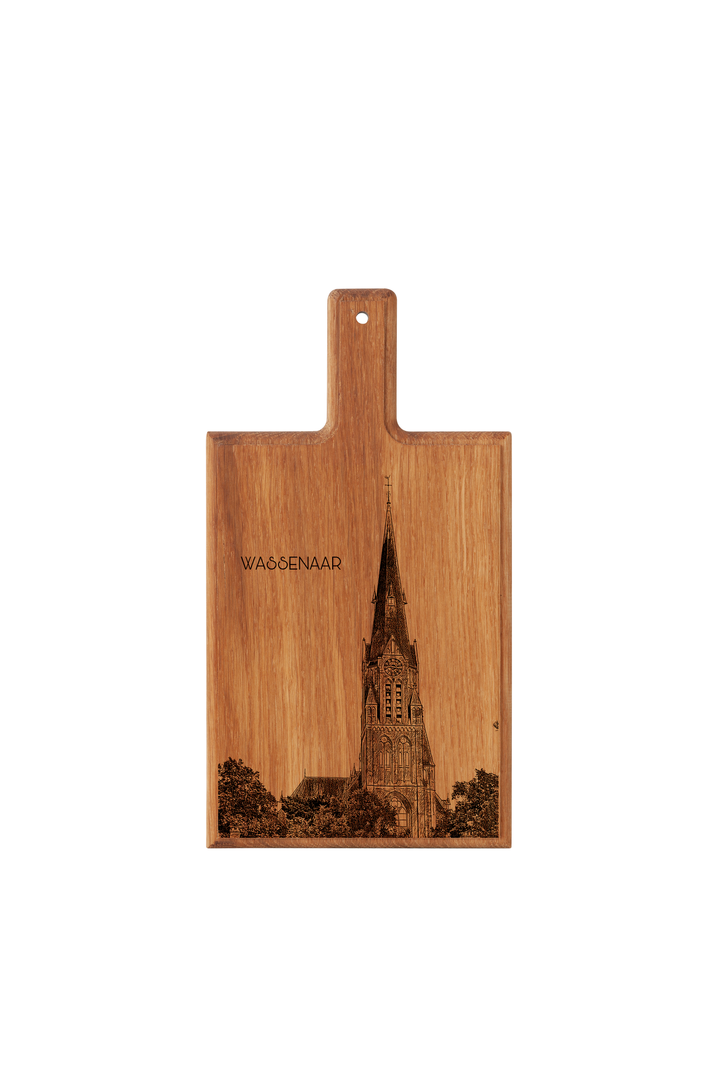 Handmade Wassenaar Sint-Willibrorduskerk Engraved Cheese Board - Beech Wood