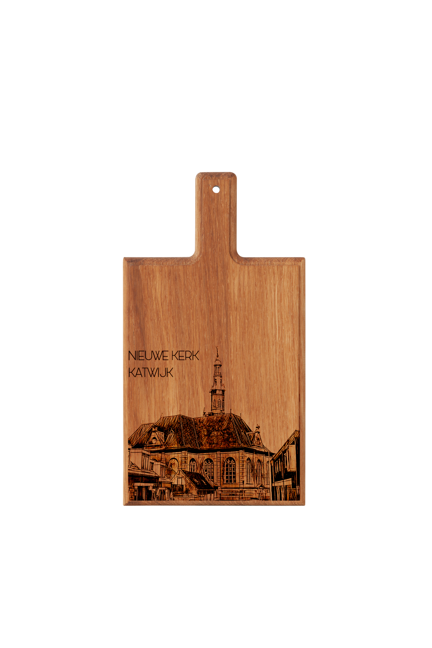 KATWIJK DE NIEUWE KERK HANDMADE , ENGRAVED CHEESE BOARD