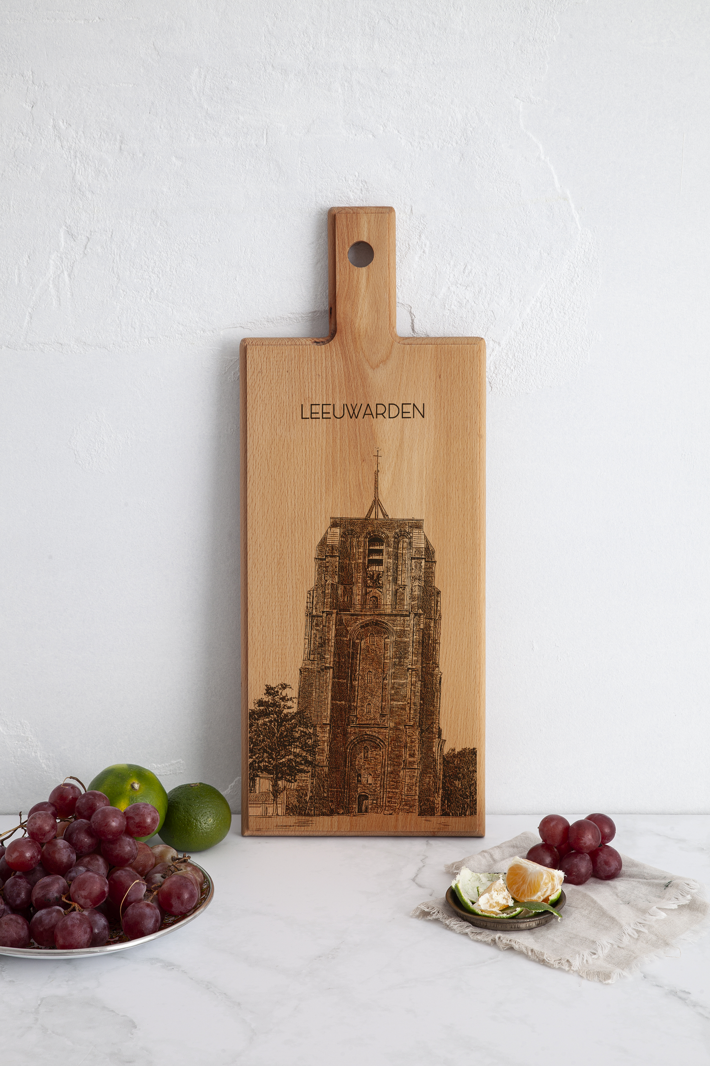 Leeuwarden Oldehove & Sint-Vituskerk houten serveerplank – 49 x 17 cm