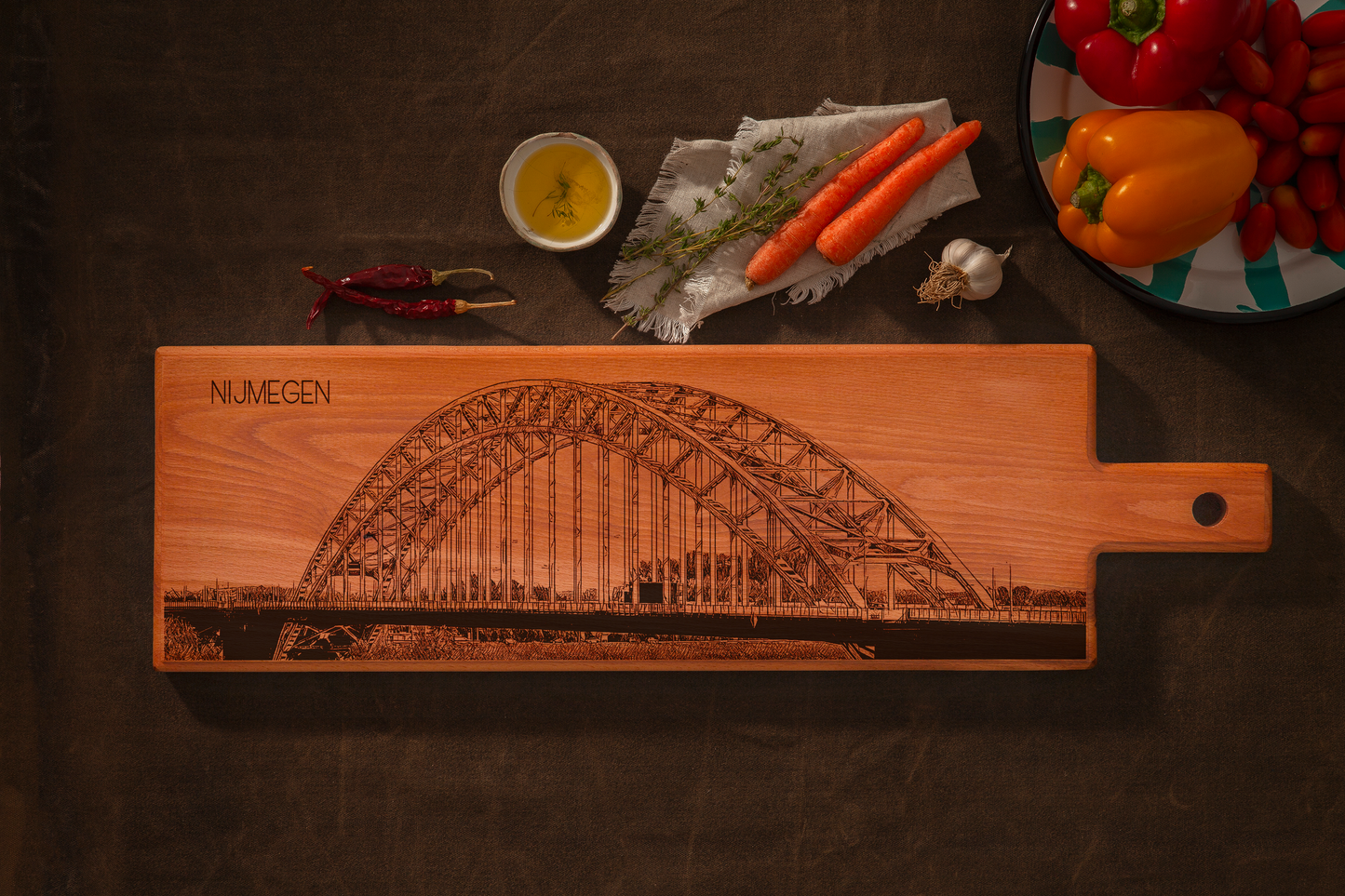 Nijmegen Waalbrug Wooden Serving Board – 60 x 17 cm