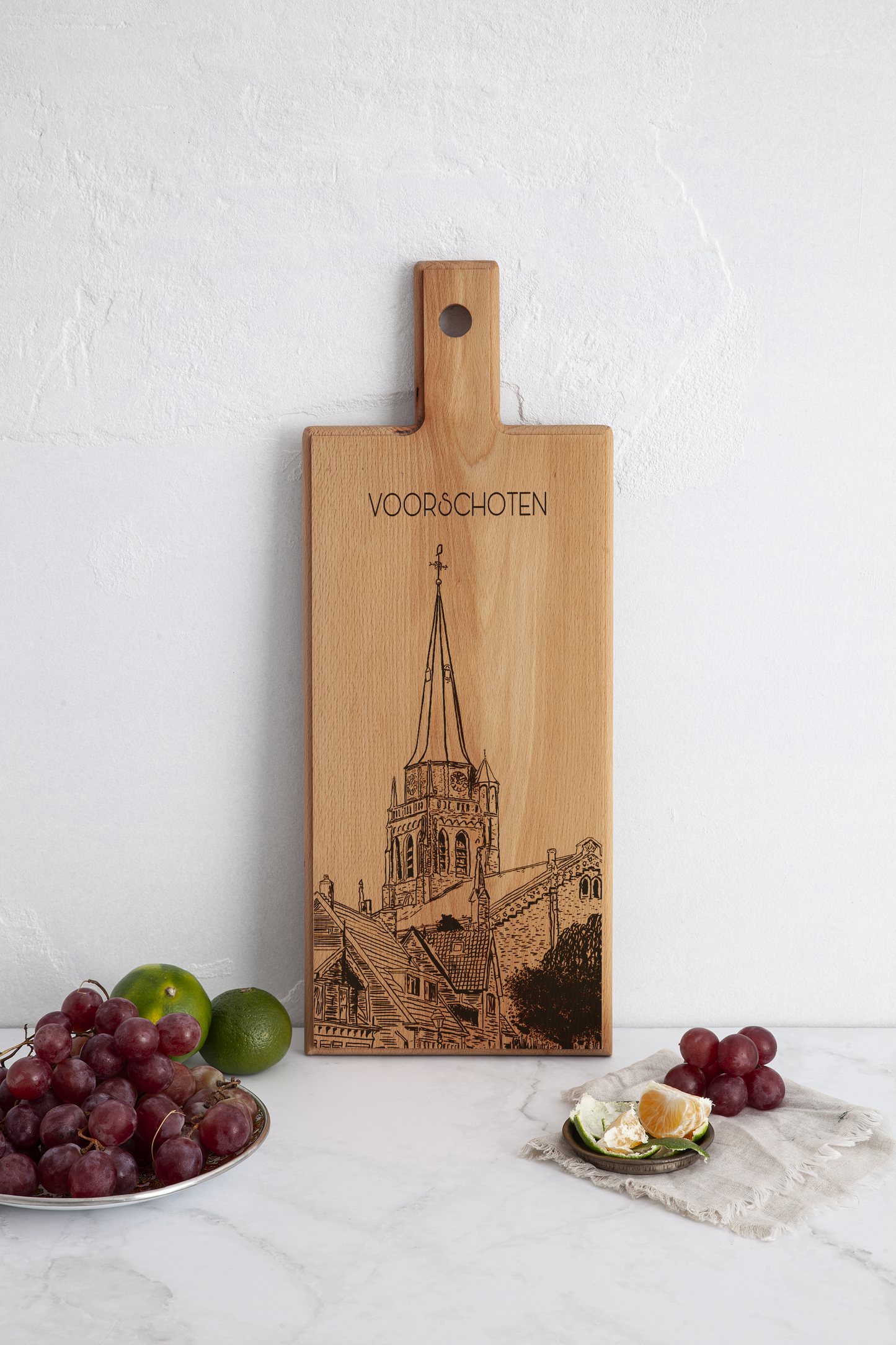Voorschoten Dorpskerk Wooden Serving Board – 49 x 17 cm