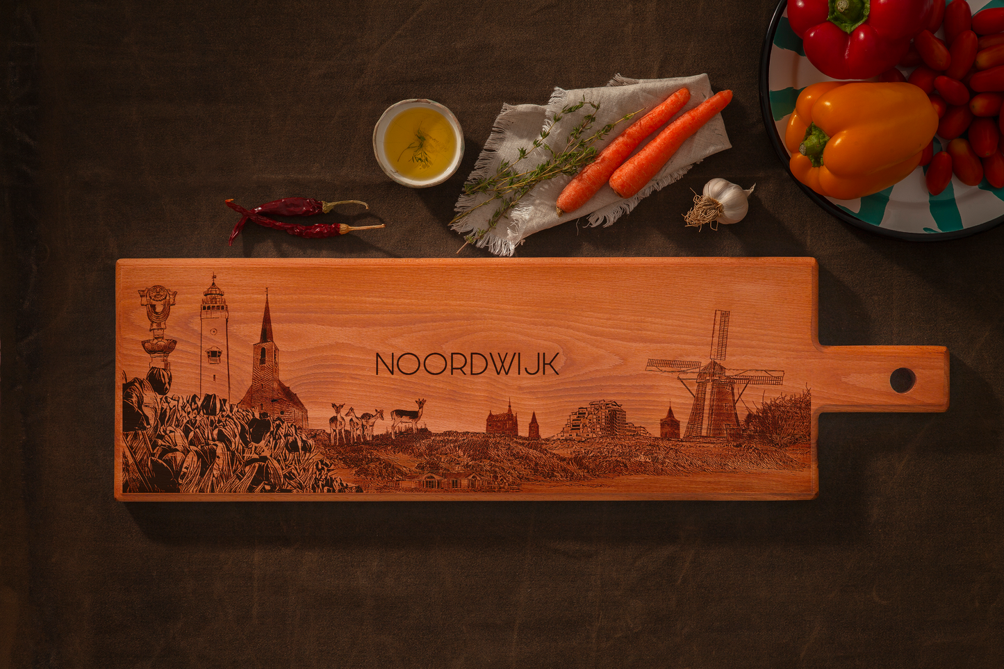 Noordwijk Skyline Wooden Serving Board – 60 x 17 cm