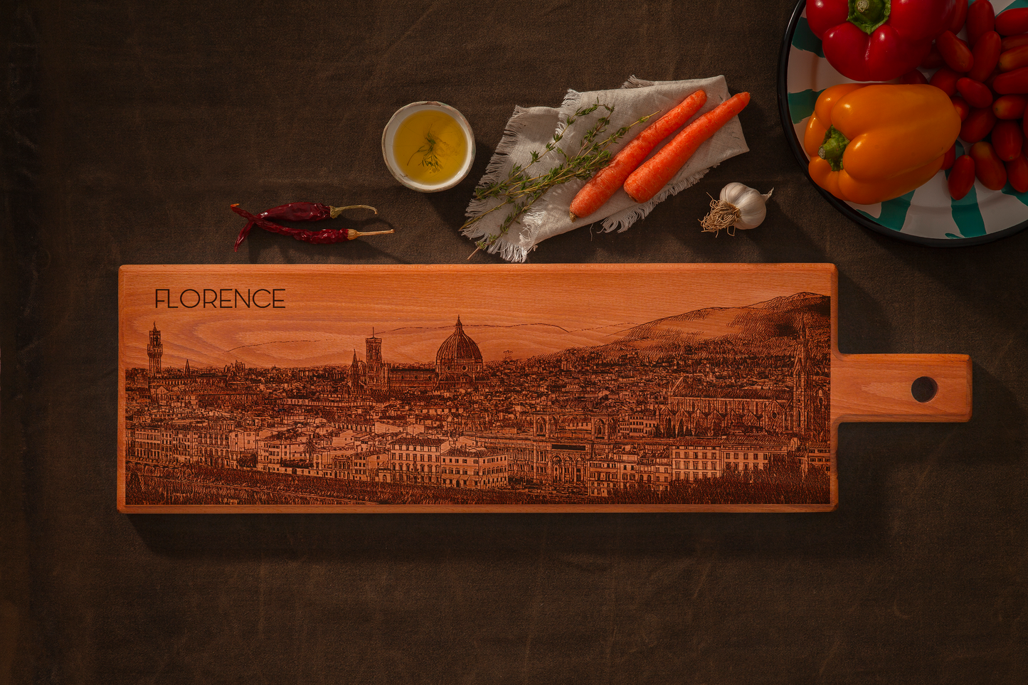 Florence Skyline Houten Serveerplank – 62 x 17 cm