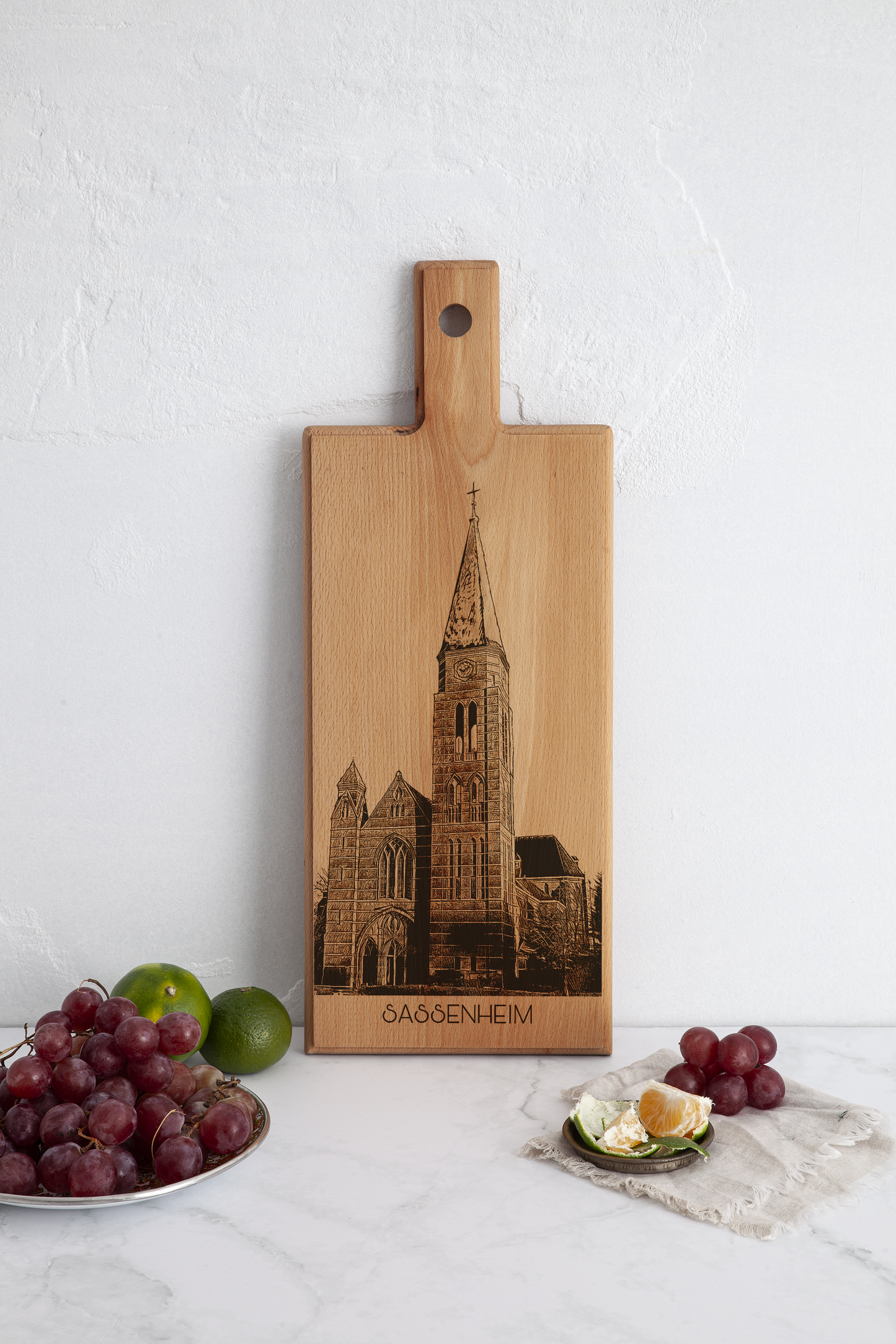 Sassenheim St. Pancratius Church Wooden Serving Board – 49 x 17 cm
