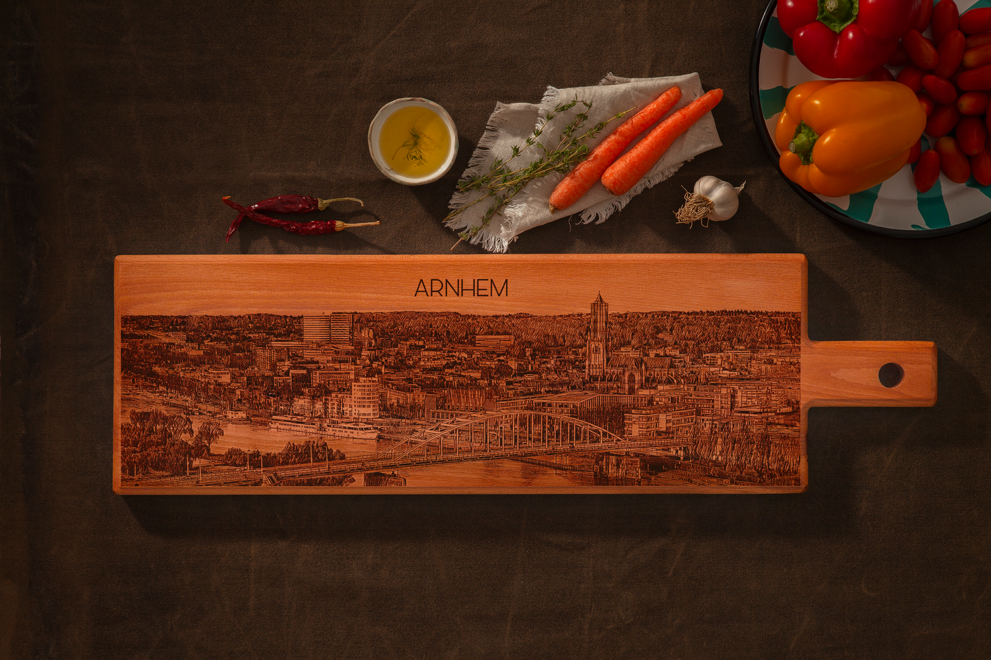 Arnhem Skyline Wooden Serving Board – 62 x 17 cm