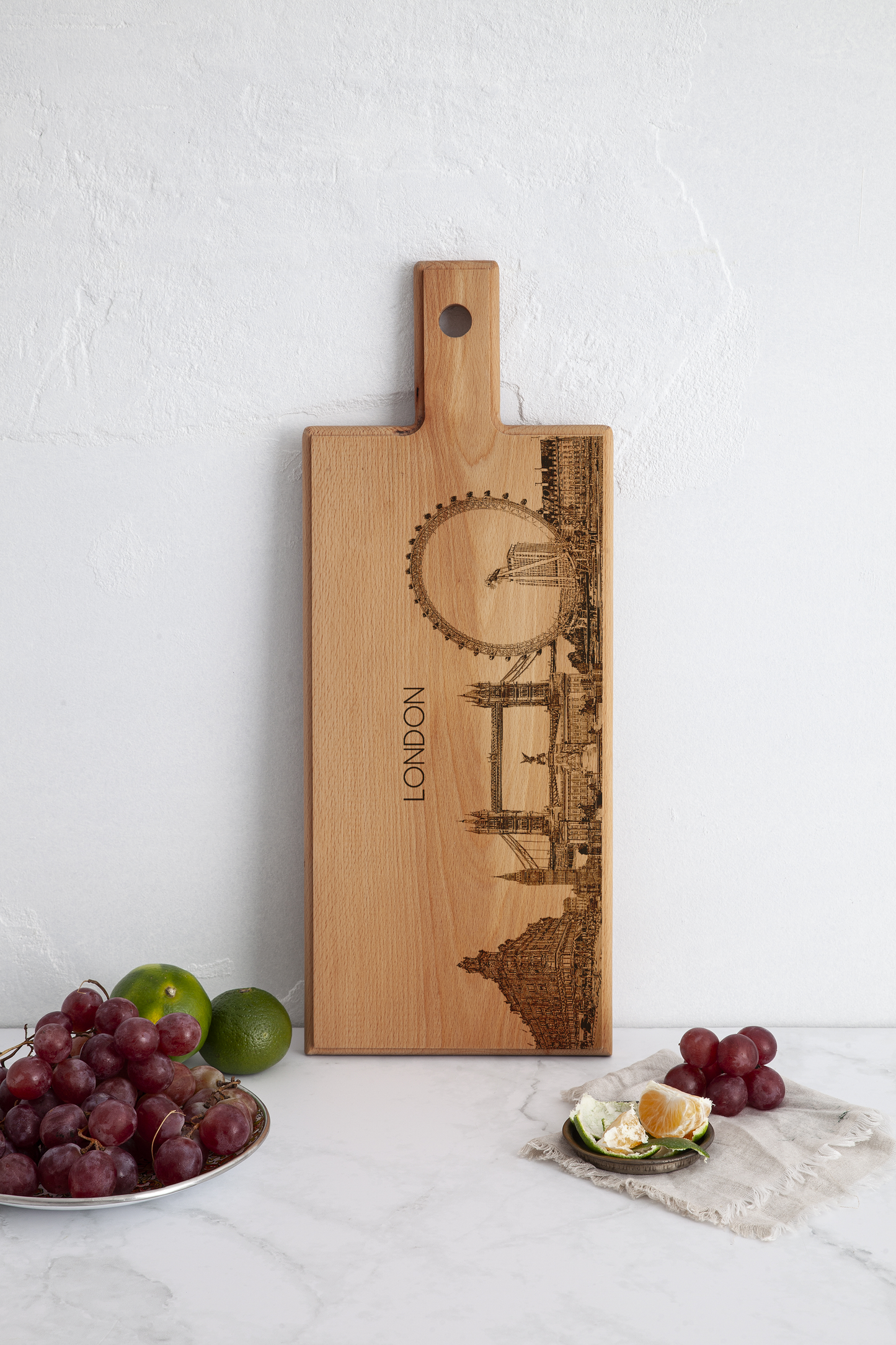 London Skyline Wooden Serving Board – 49 x 17 cm