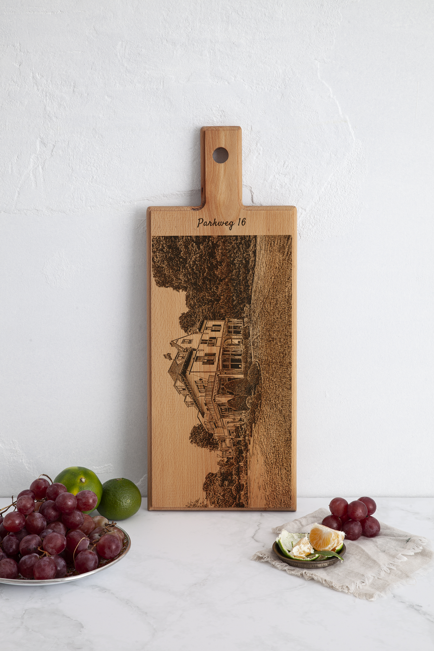 Gepersonaliseerde Handgetekende Houten Serveerplank (49 × 17 cm)