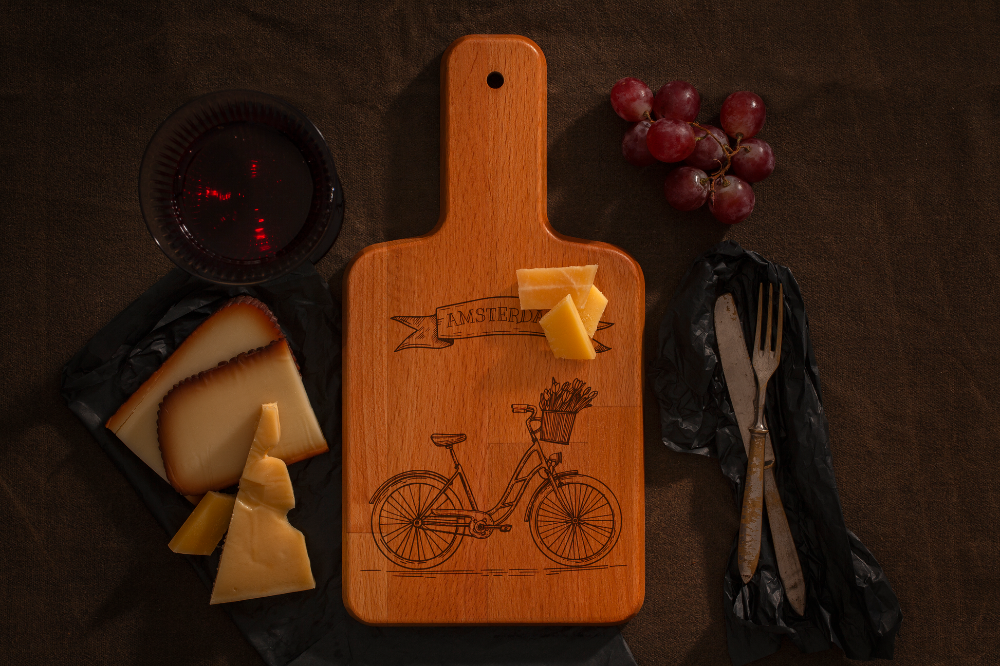 Amsterdam, Bicycle, cheese board, with cheese