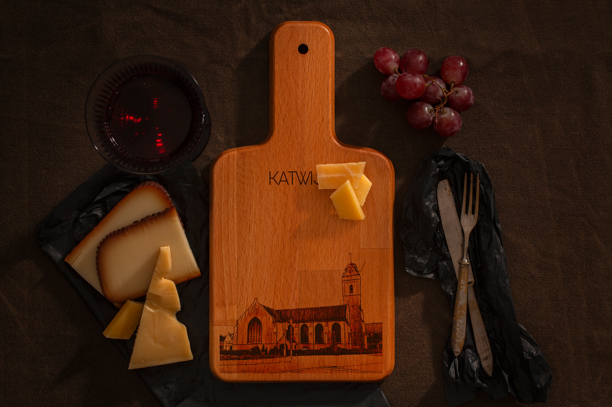 Katwijk, Andreaskerk, cheese board, with cheese
