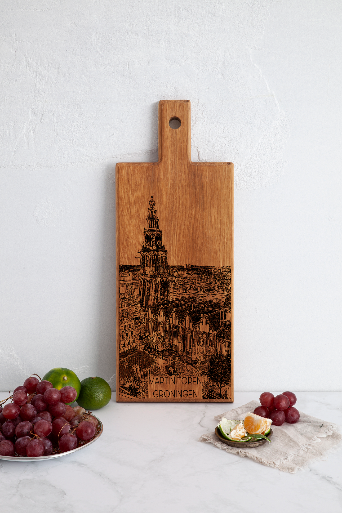 Handmade Groningen Martinitoren Engraved Serving Board - Beech Wood