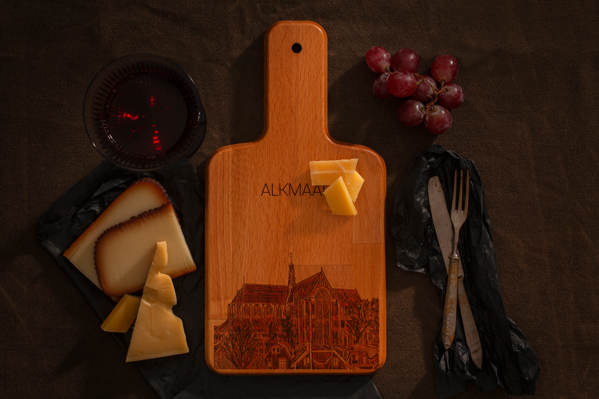 Alkmaar, Grote Kerk, cheese board, with cheese