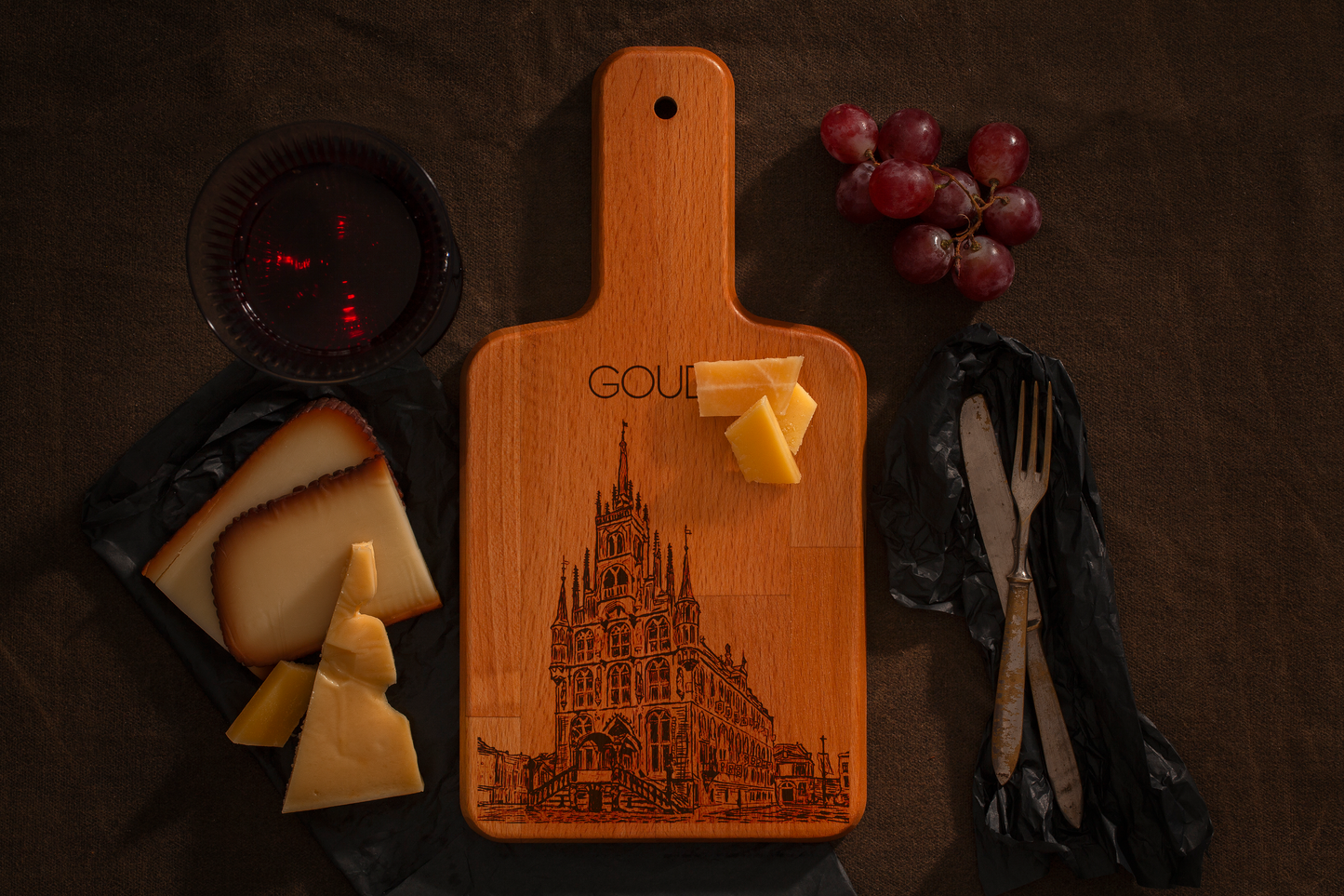 Gouda, Stadhuis, cheese board, with cheese