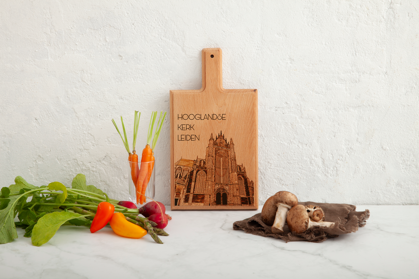 LEIDEN HOOGLANDSE KERK HANDMADE ENGRAVED CHEESE BOARD