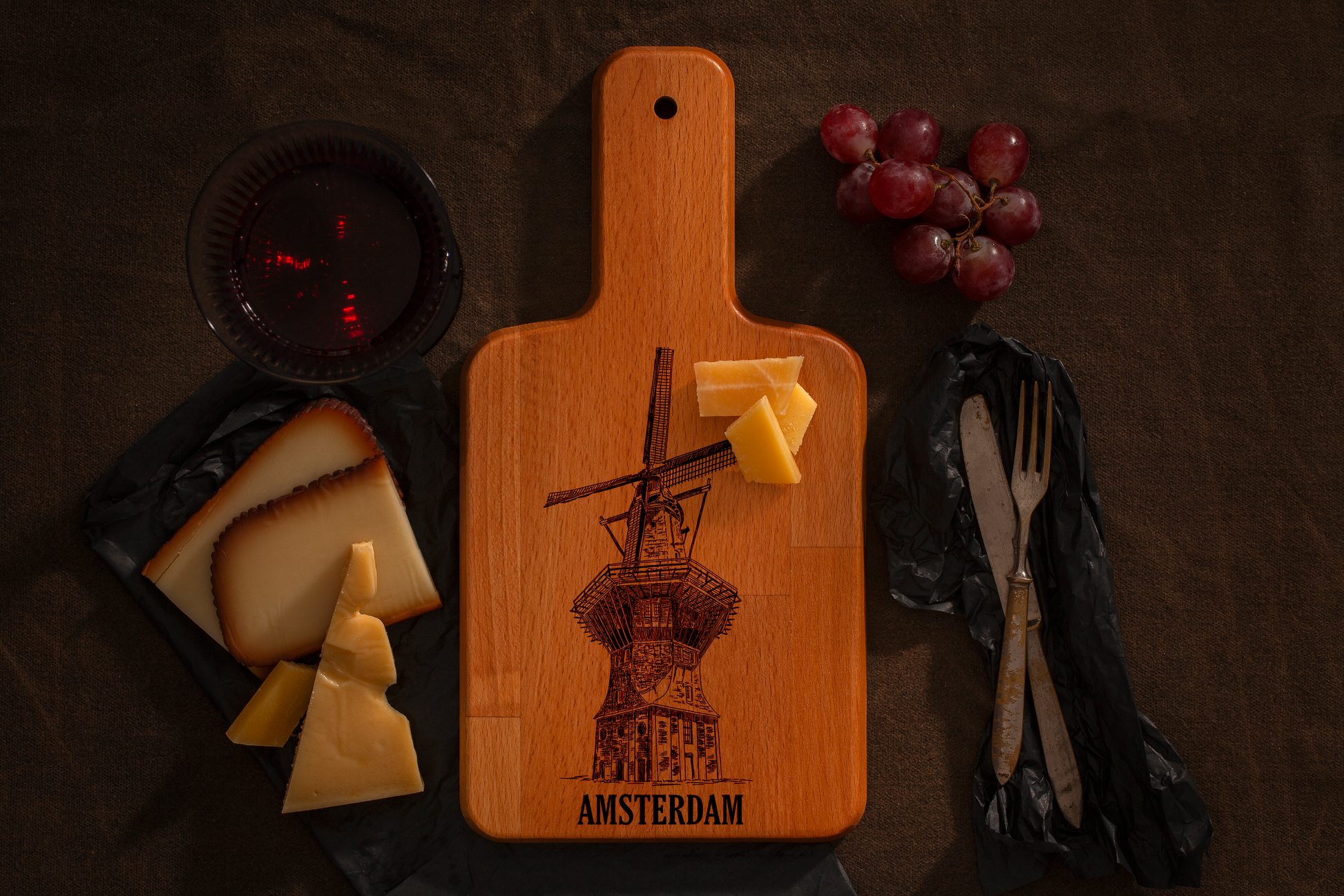 Amsterdam, De Gooyer Molen, cheese board, with cheese