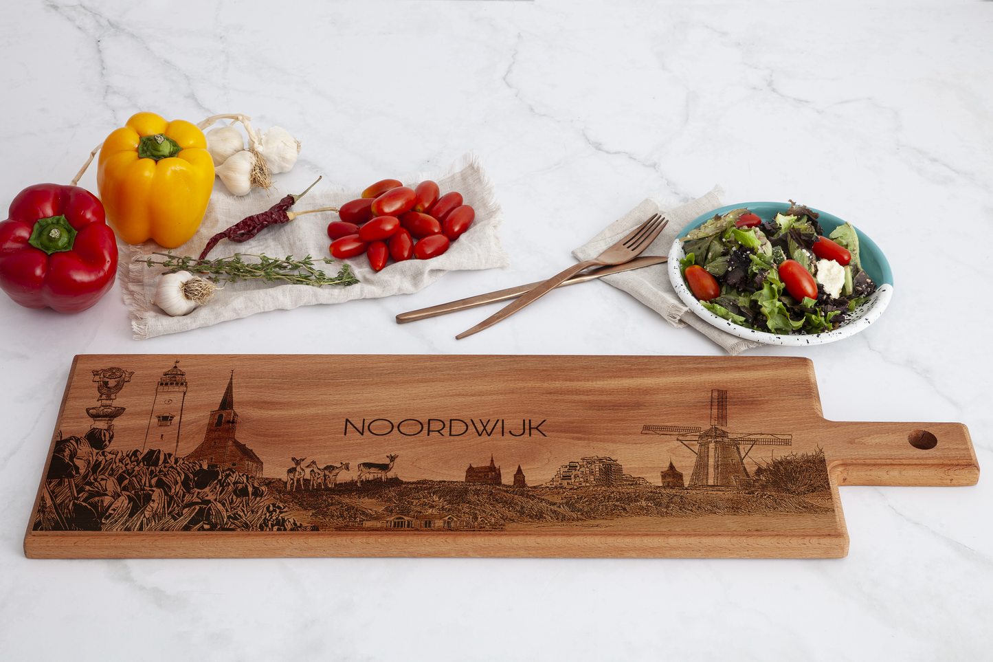 Noordwijk Skyline Wooden Serving Board – 60 x 17 cm