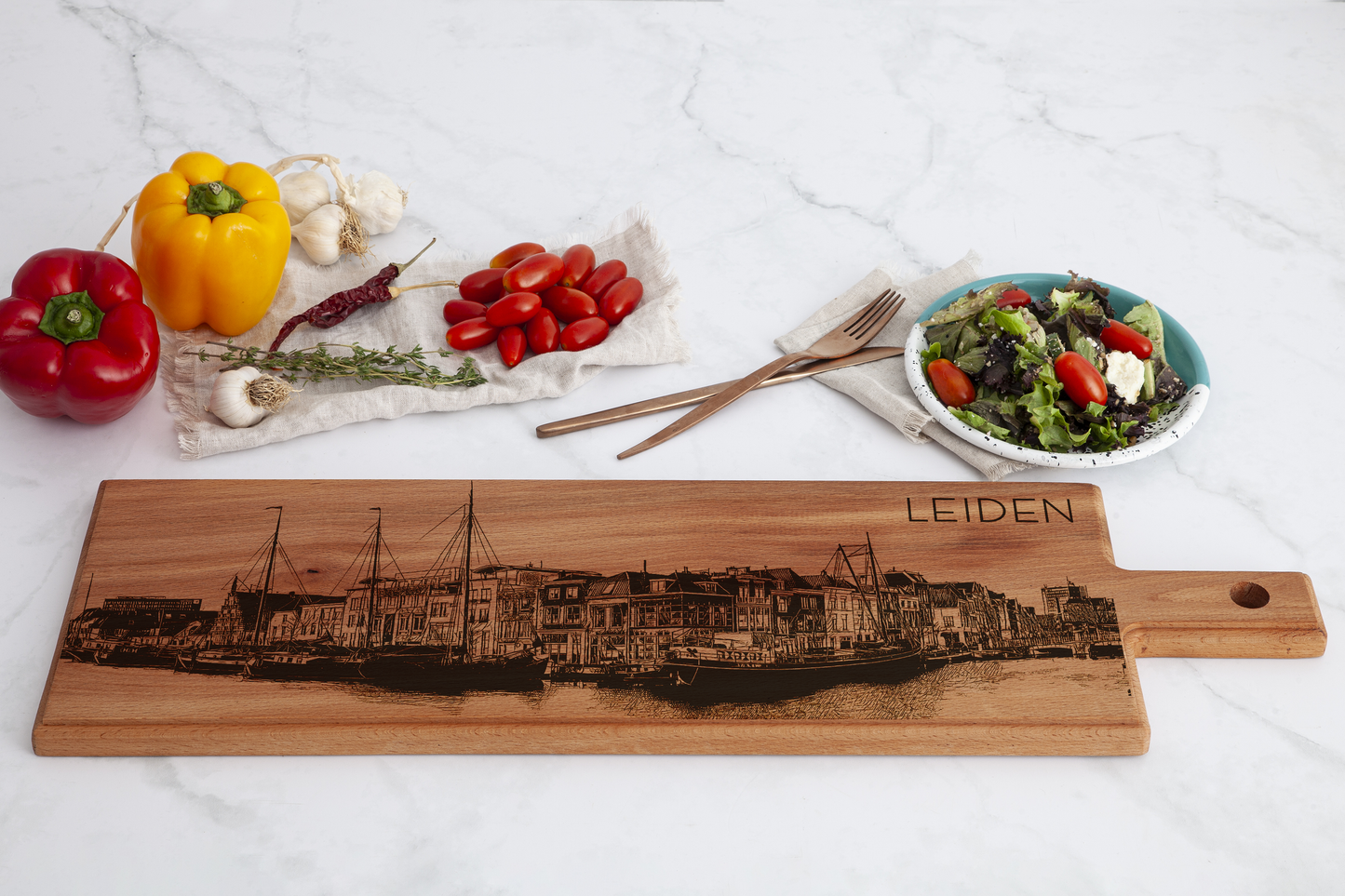Leiden Historical Harbour Wooden Serving Board – 60 x 17 cm