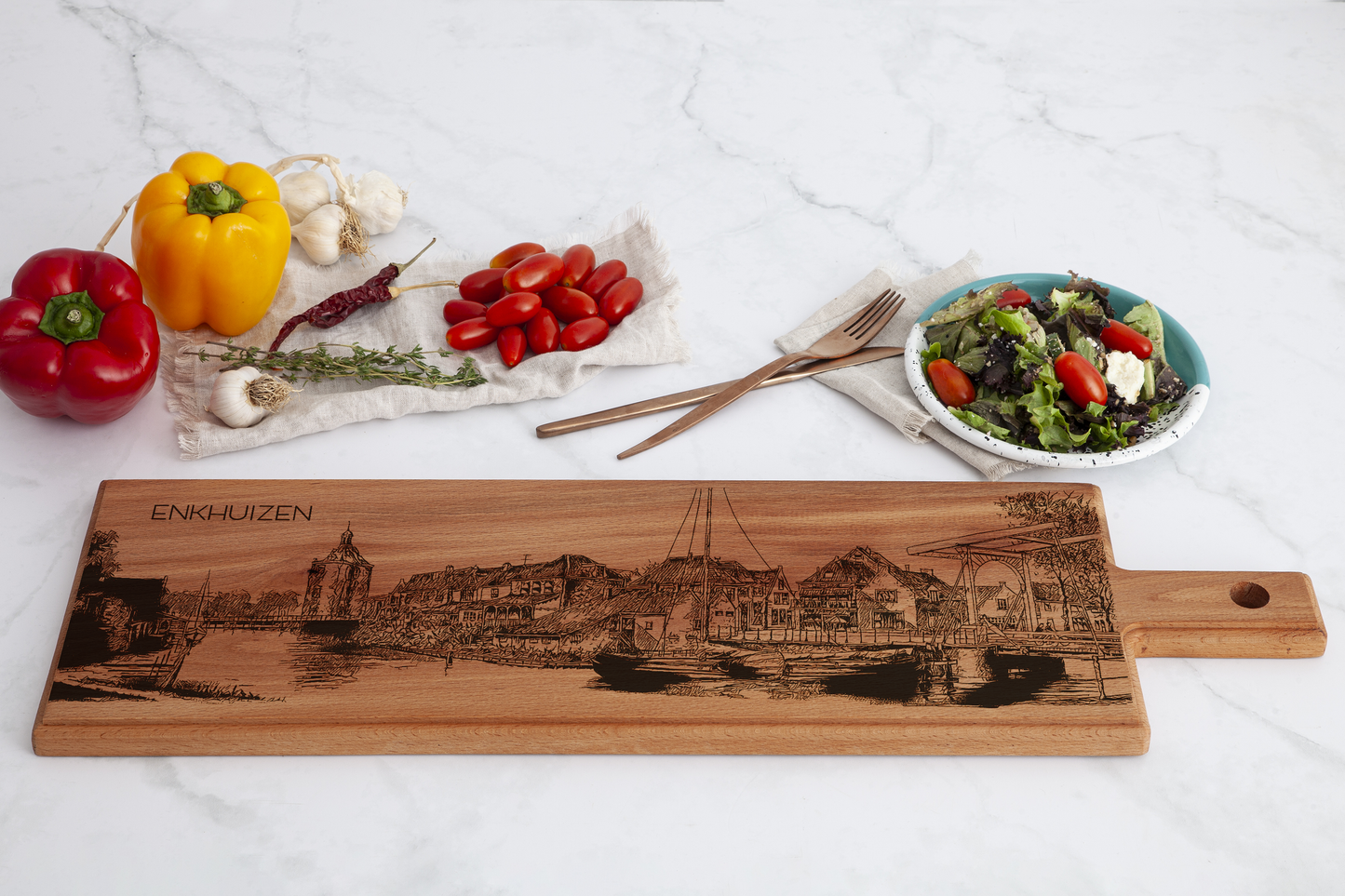 Handmade Enkhuizen Engraved Large Serving Board - Beech Wood