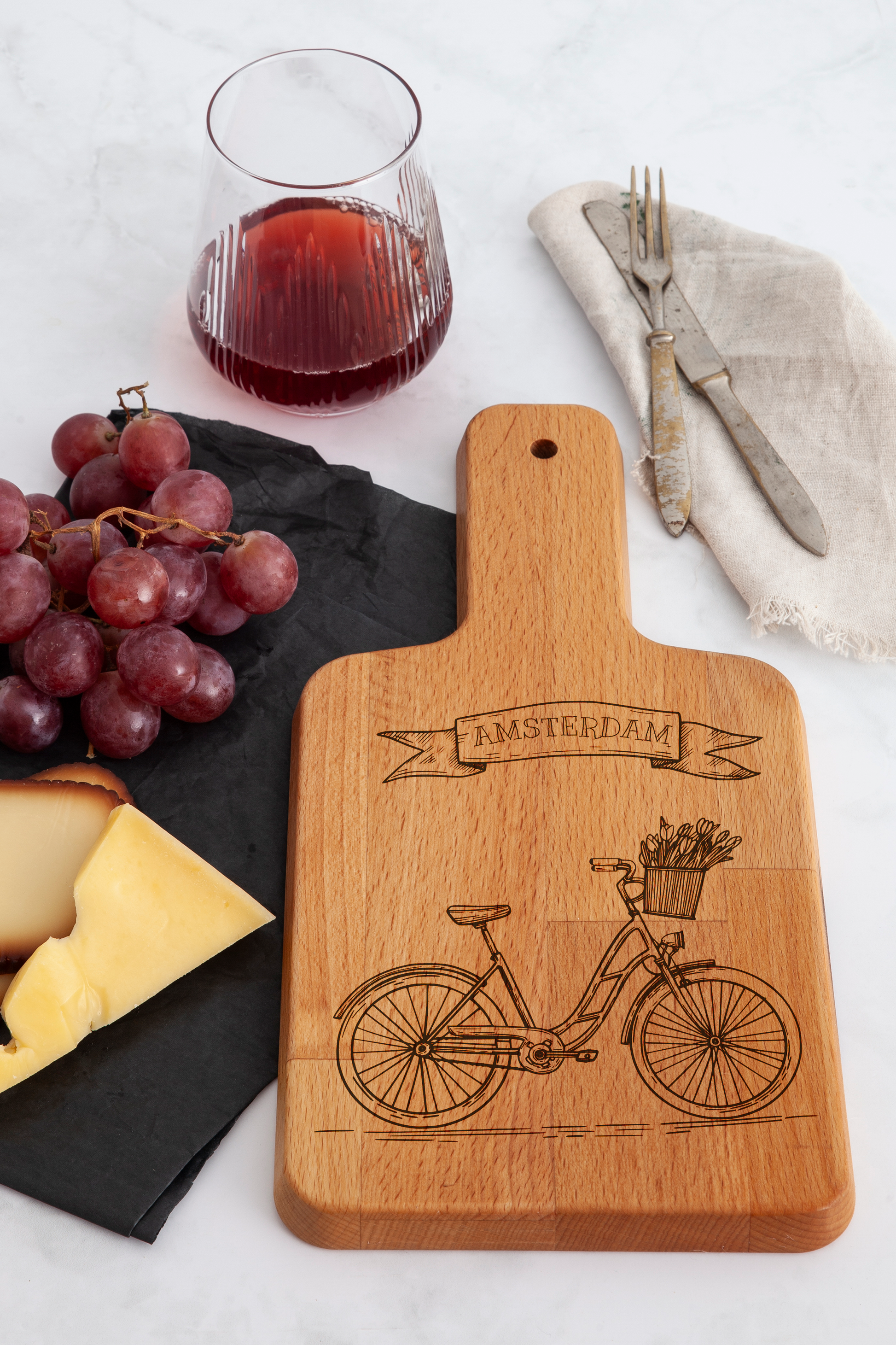 Amsterdam, Bicycle, cheese board, on countertop