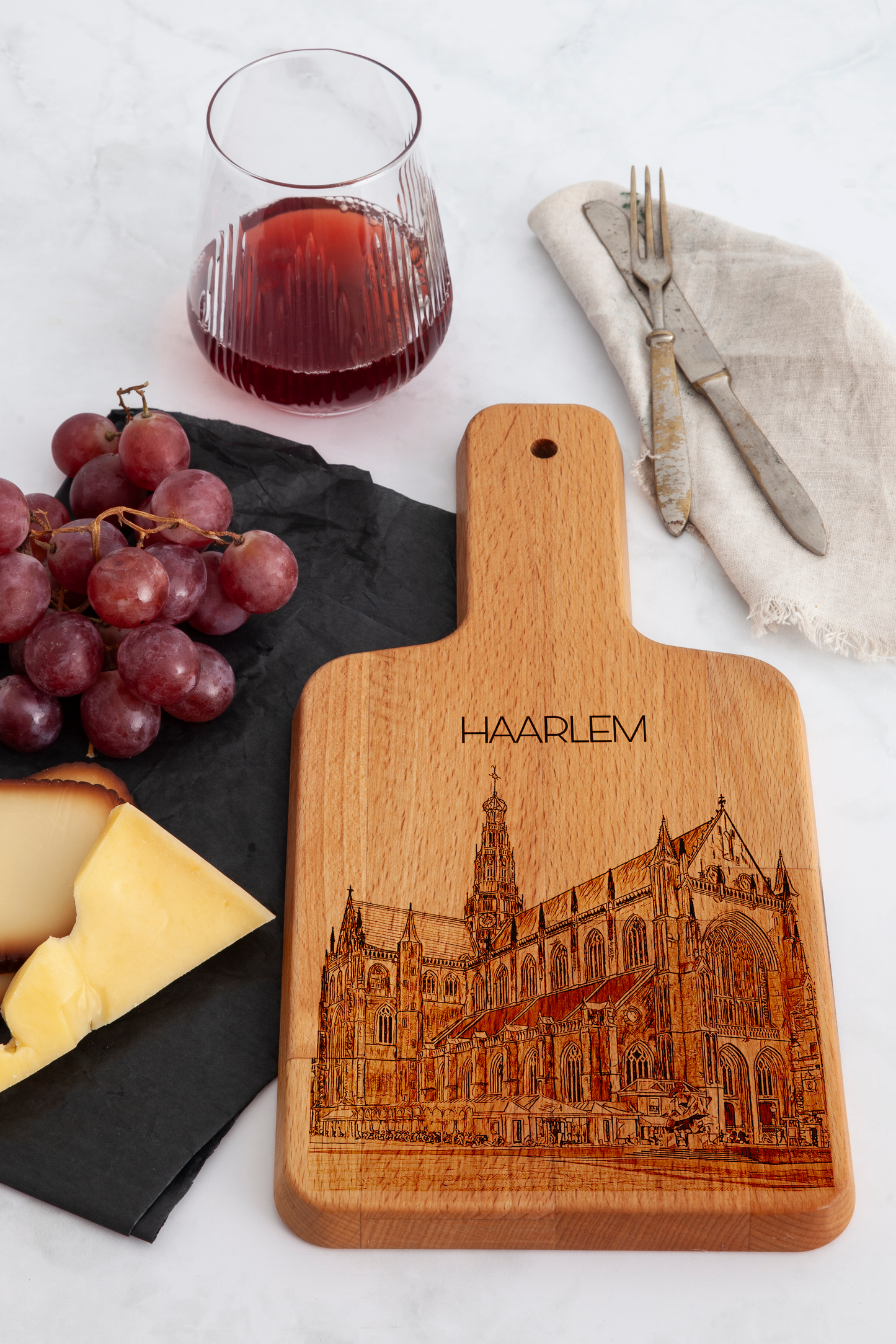 Haarlem, Grote Kerk, cheese board, on countertop