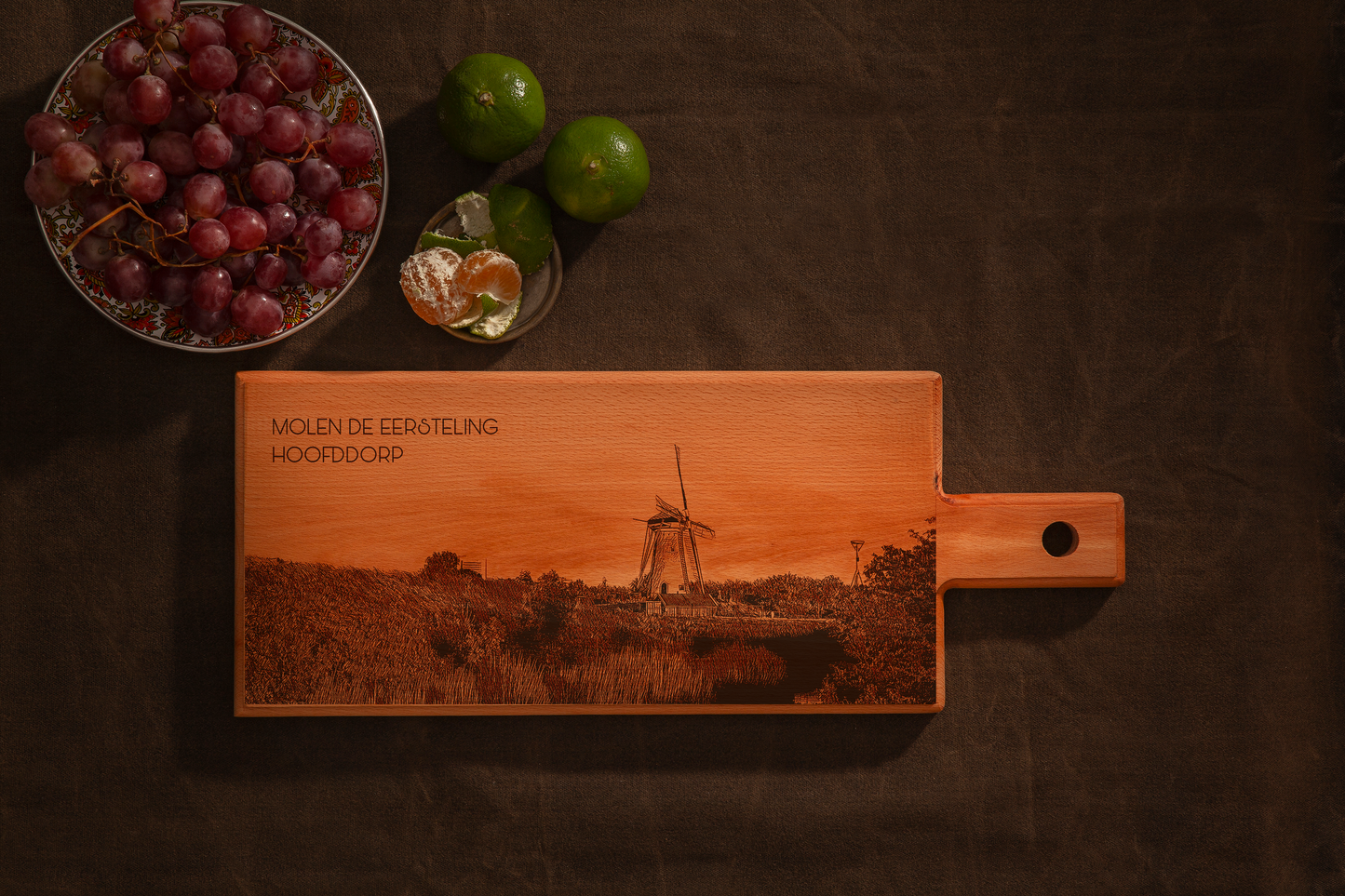Hoofddorp Molen De Eersteling – Wooden Serving Board (49 × 17 cm)