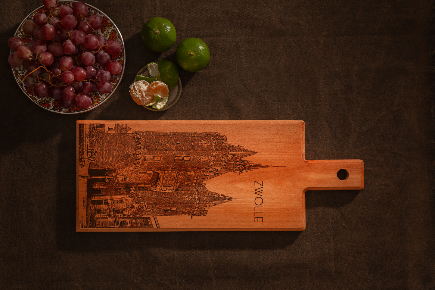 Zwolle Sassenpoort – Wooden Serving Board (49 × 17 cm)