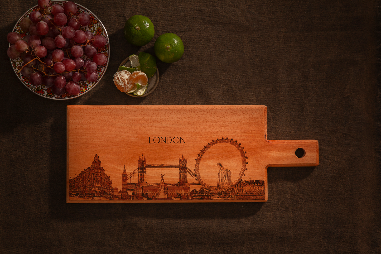 London Skyline Wooden Serving Board – 49 x 17 cm