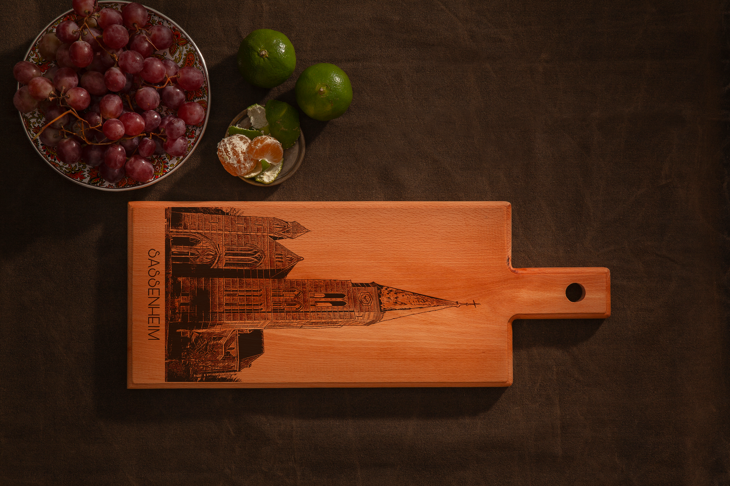 Sassenheim St. Pancratius Church Wooden Serving Board – 49 x 17 cm