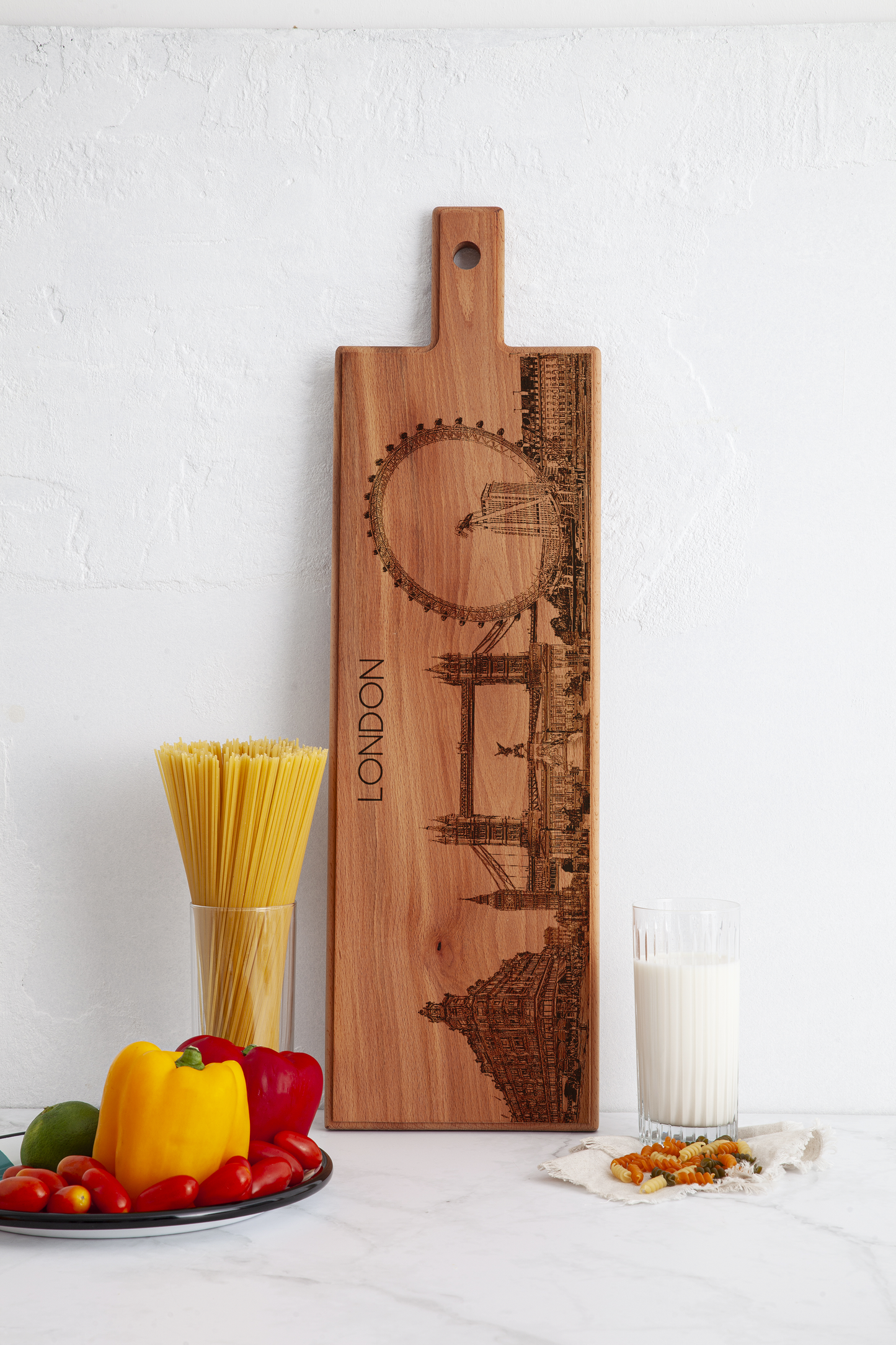 London Skyline Wooden Serving Board – 60 x 17 cm