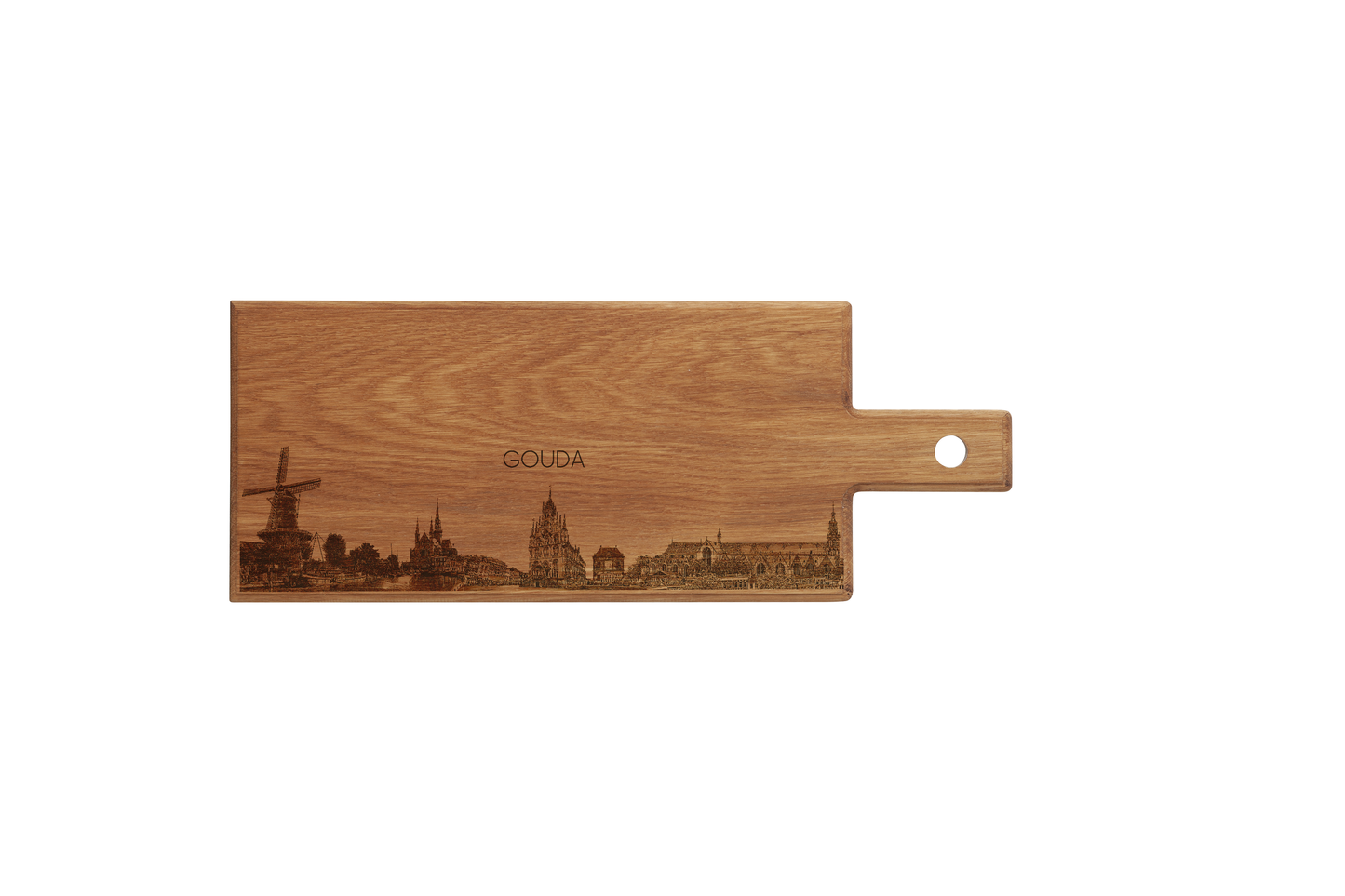 Gouda Skyline – Handmade Wooden Serving & Cheese Board (49 × 17 cm)