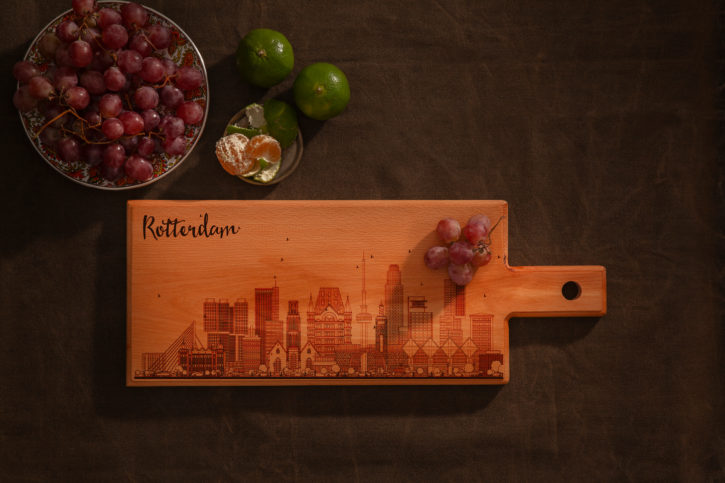 Rotterdam, Skyline, medium serving board, with grape