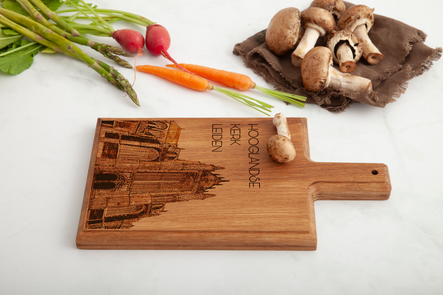 LEIDEN HOOGLANDSE KERK HANDMADE ENGRAVED CHEESE BOARD