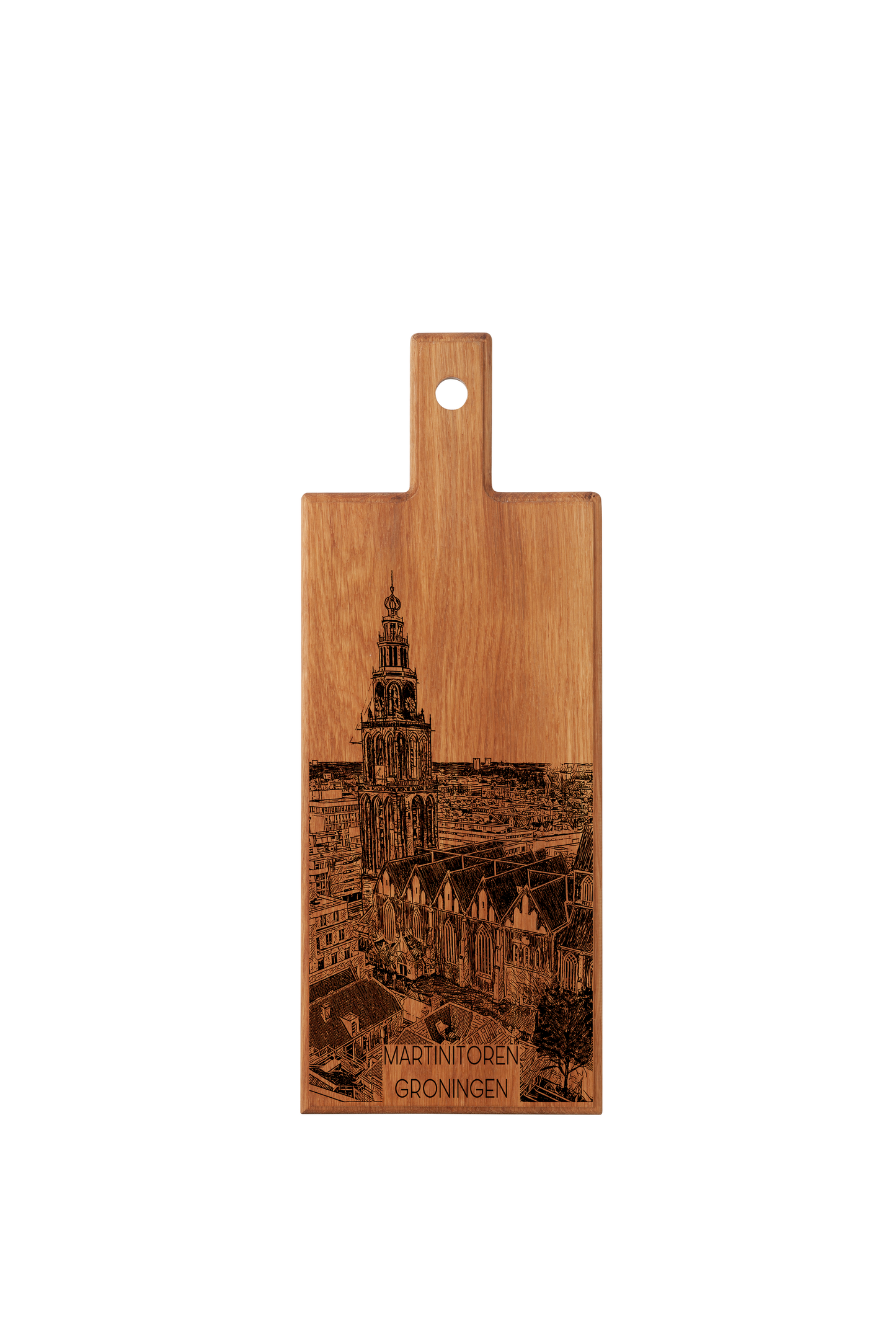 Handmade Groningen Martinitoren Engraved Serving Board - Beech Wood