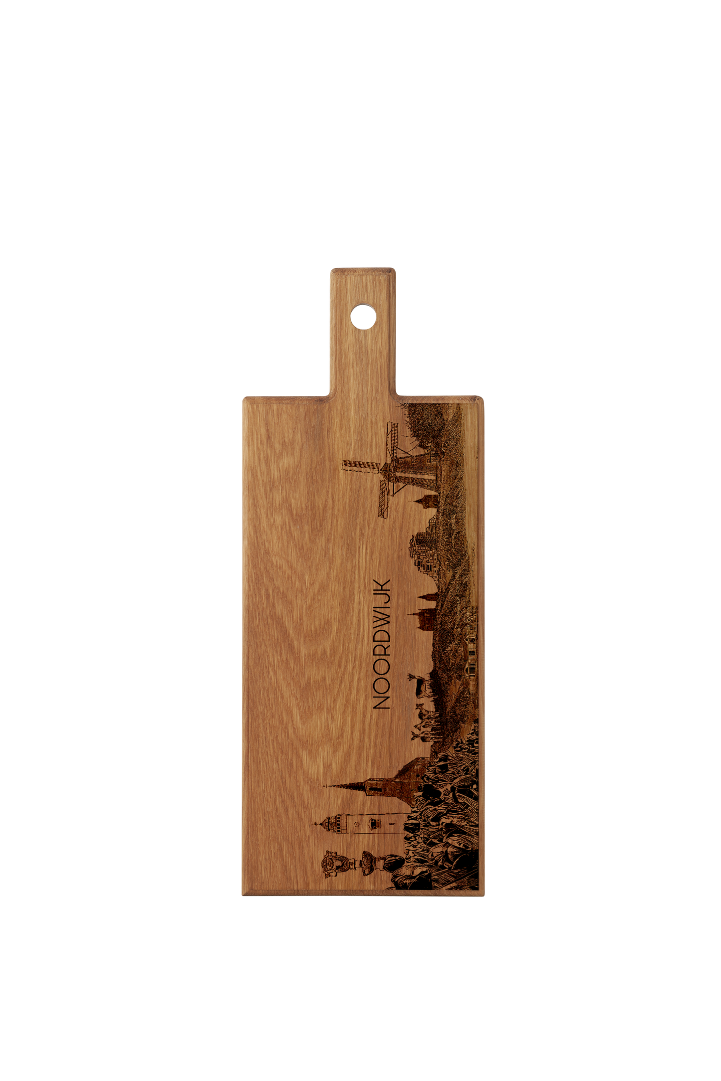 Noordwijk Skyline – Handmade Wooden Serving & Cheese Board (49 × 17 cm)