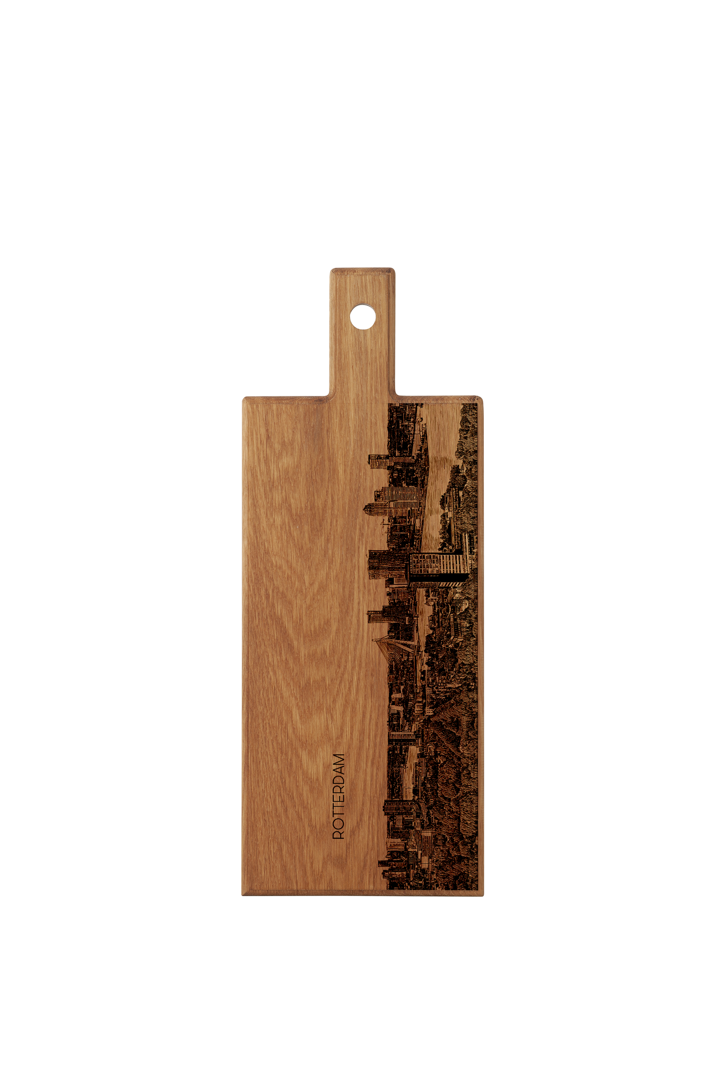 Rotterdam Skyline – Handmade Wooden Serving & Cheese Board (49 × 17 cm)