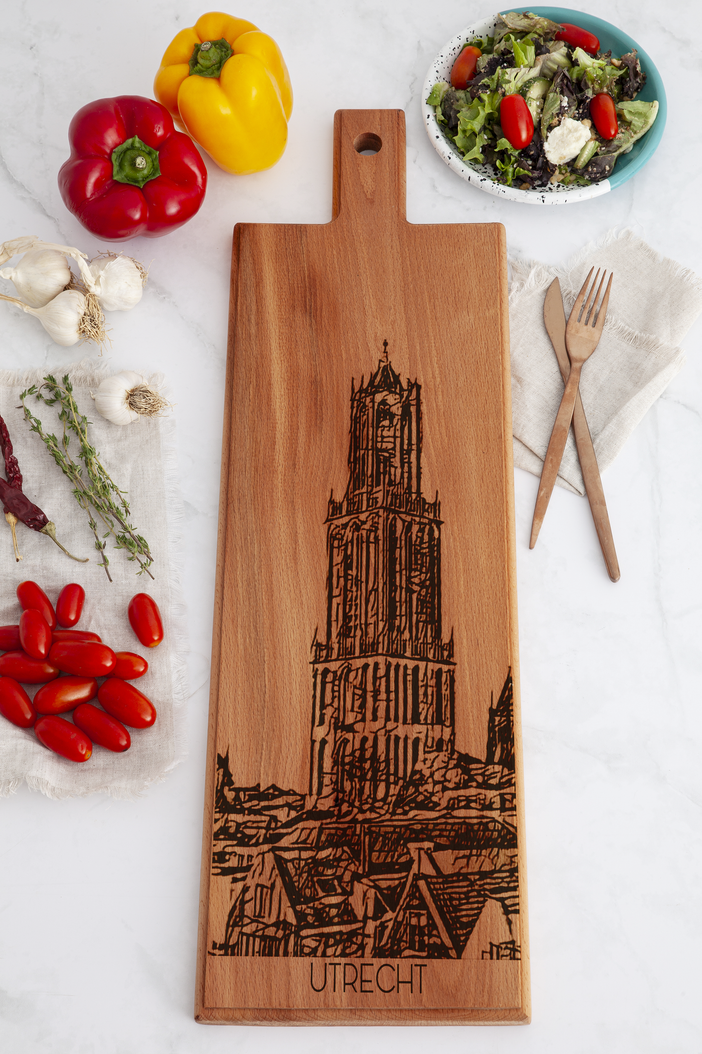 Utrecht Domtoren Wooden Serving Board – 60 x 17 cm