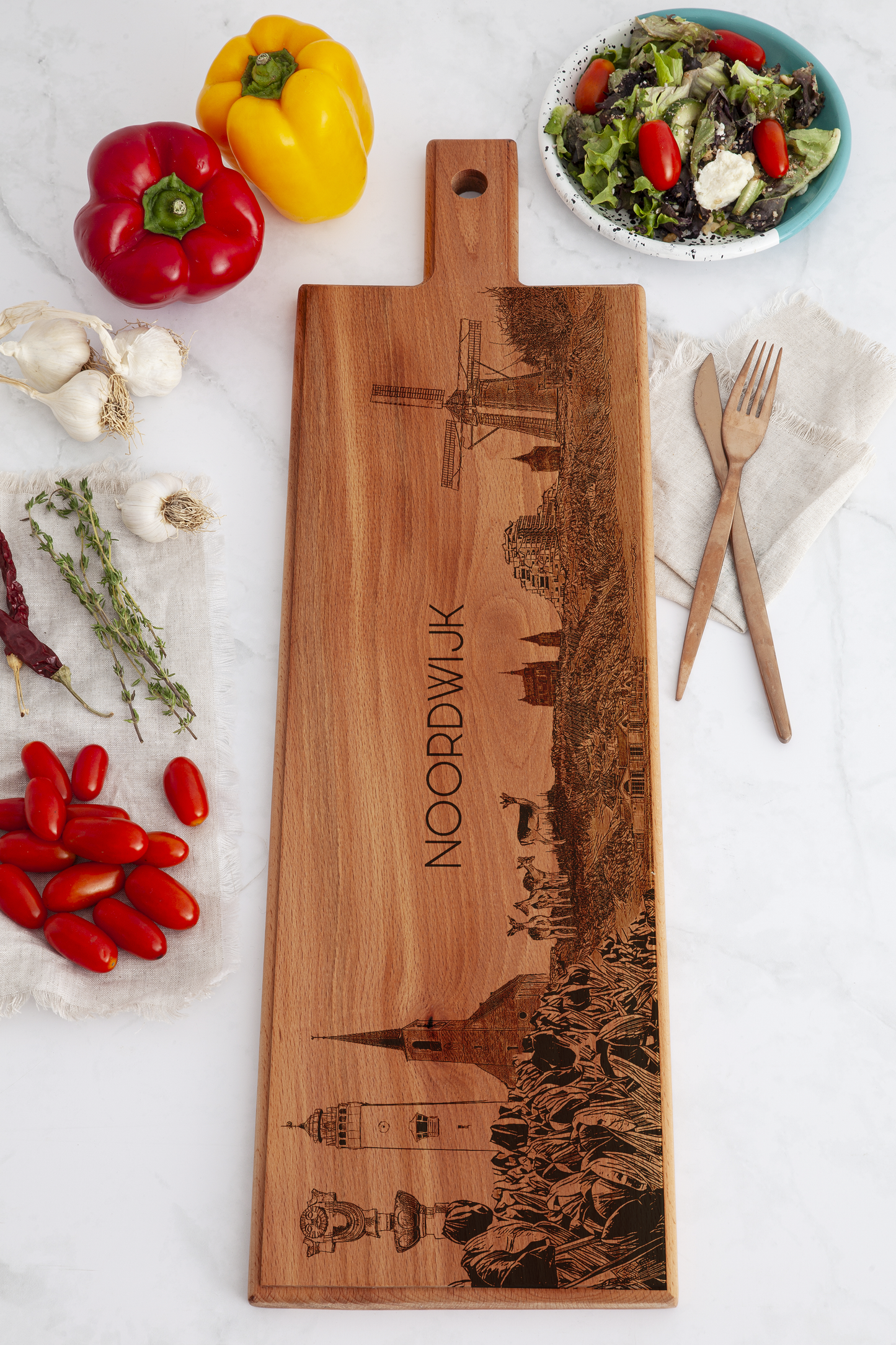 Noordwijk Skyline Wooden Serving Board – 60 x 17 cm