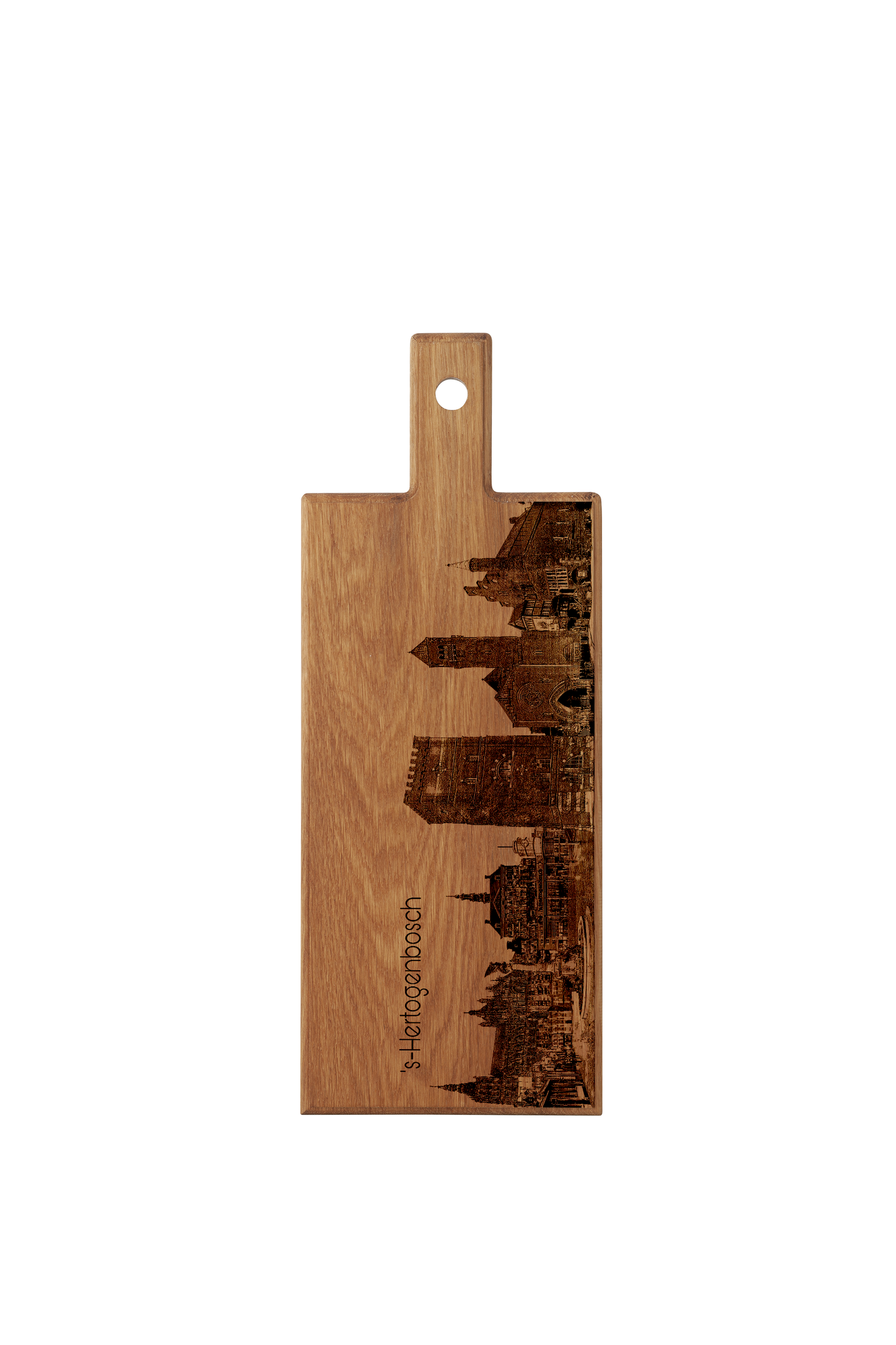 ’s-Hertogenbosch Skyline – Handmade Wooden Serving & Cheese Board (49 × 17 cm)