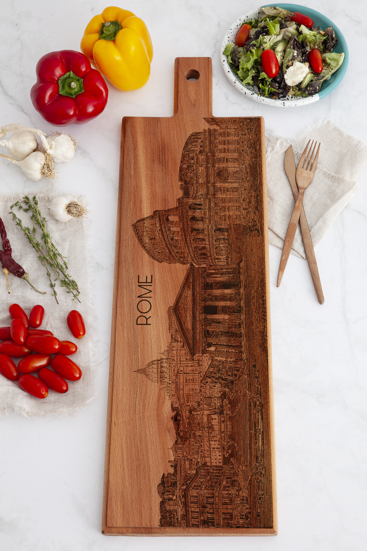Rome Skyline Wooden Serving Board – 62 x 17 cm