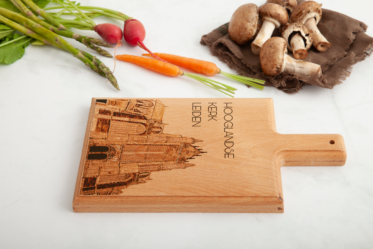 LEIDEN HOOGLANDSE KERK HANDMADE ENGRAVED CHEESE BOARD