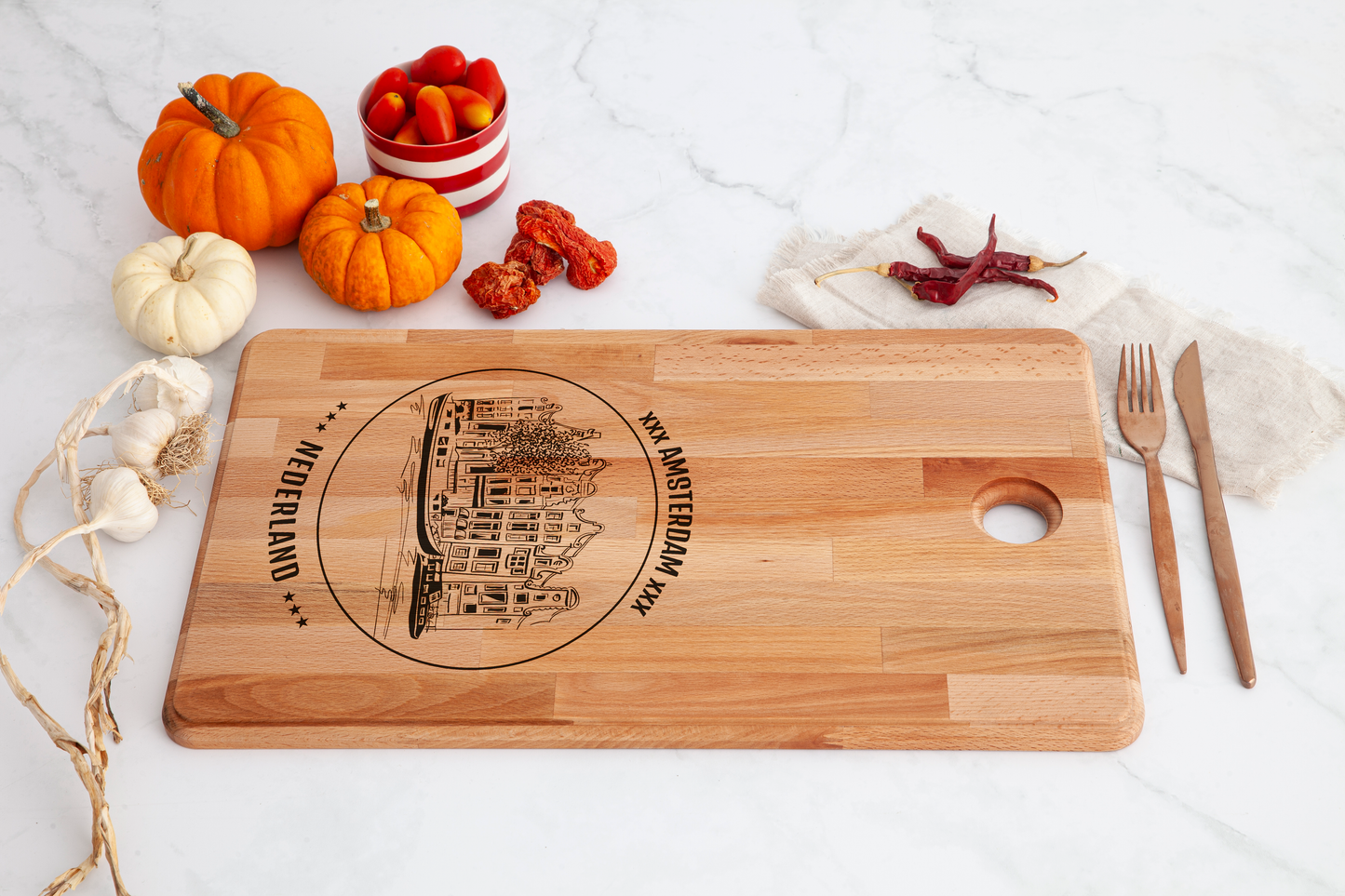 Amsterdam, Houses, cutting board, with knife