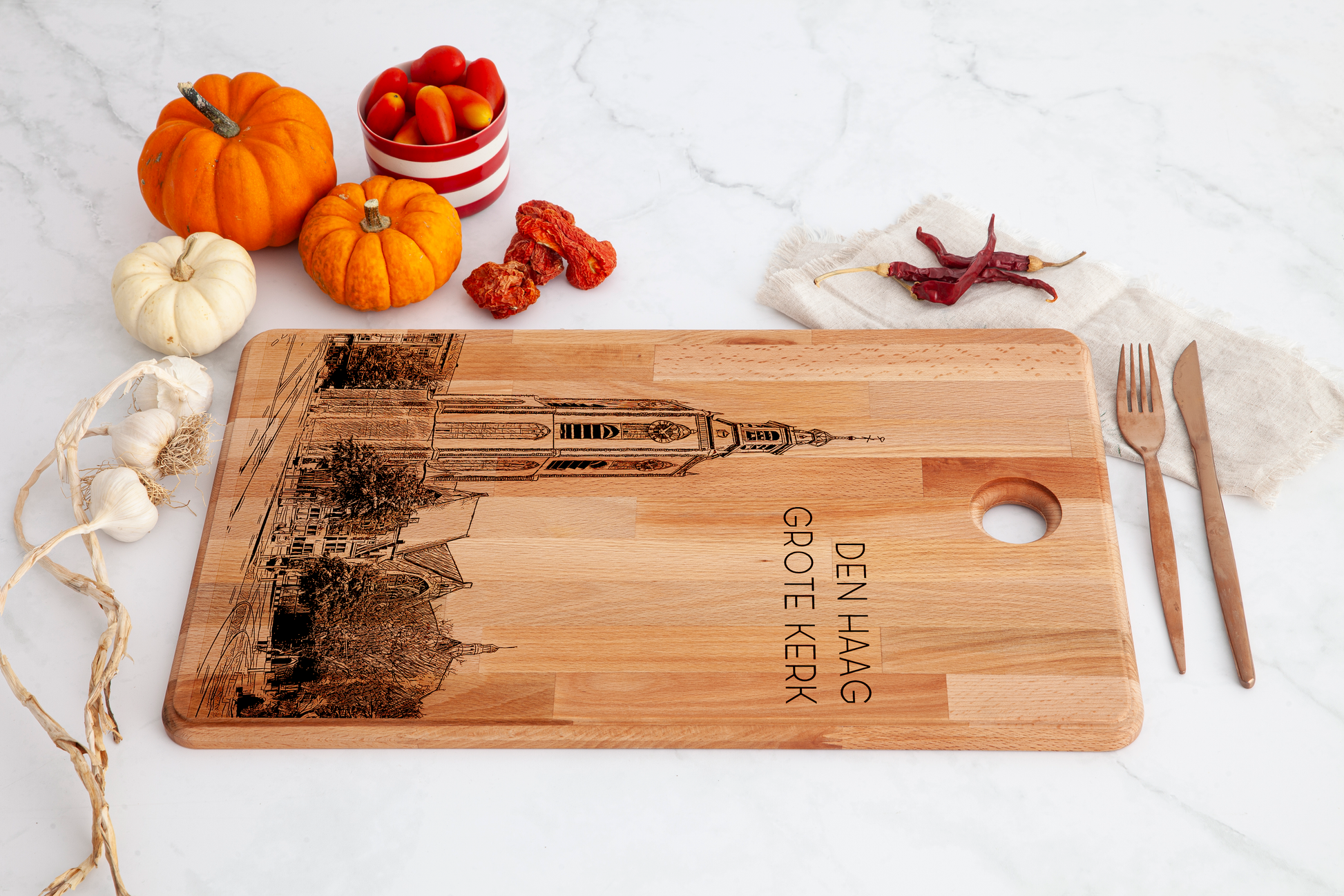 Den Haag, Grote Kerk, cutting board, with knife