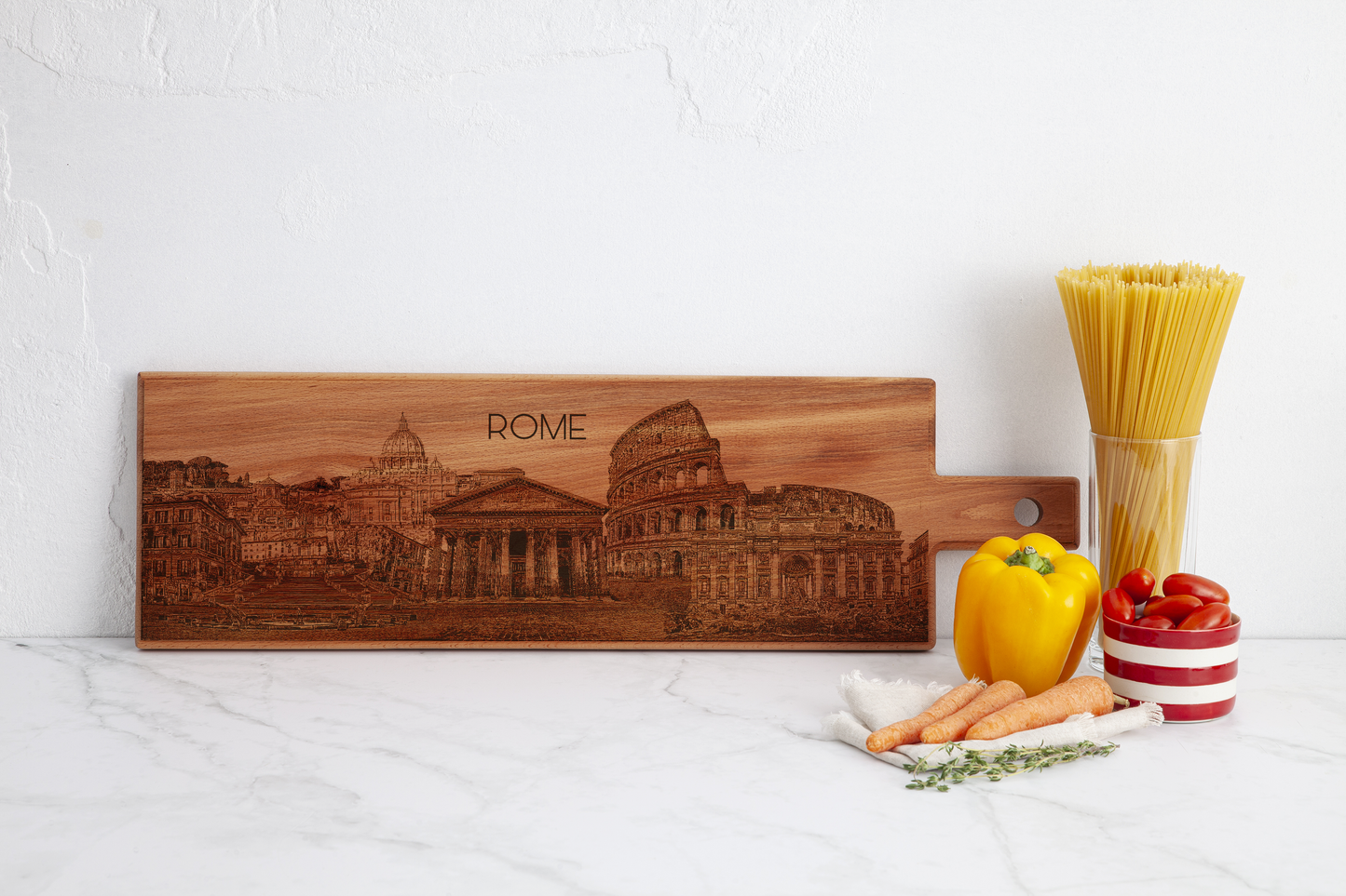 Rome Skyline Wooden Serving Board – 62 x 17 cm