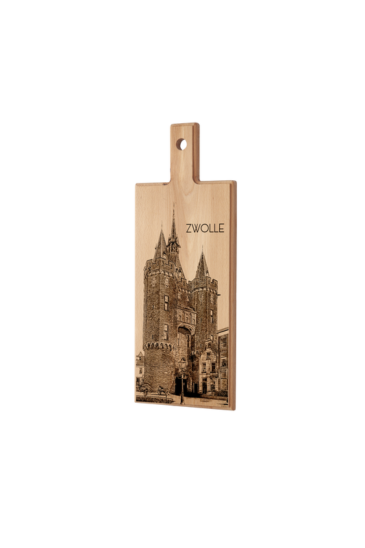 Zwolle Sassenpoort – Wooden Serving Board (49 × 17 cm)