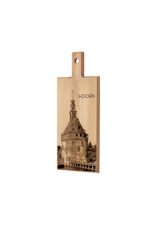 Hoorn – De Hoofdtoren – Wooden Serving Board (49 × 17 cm)